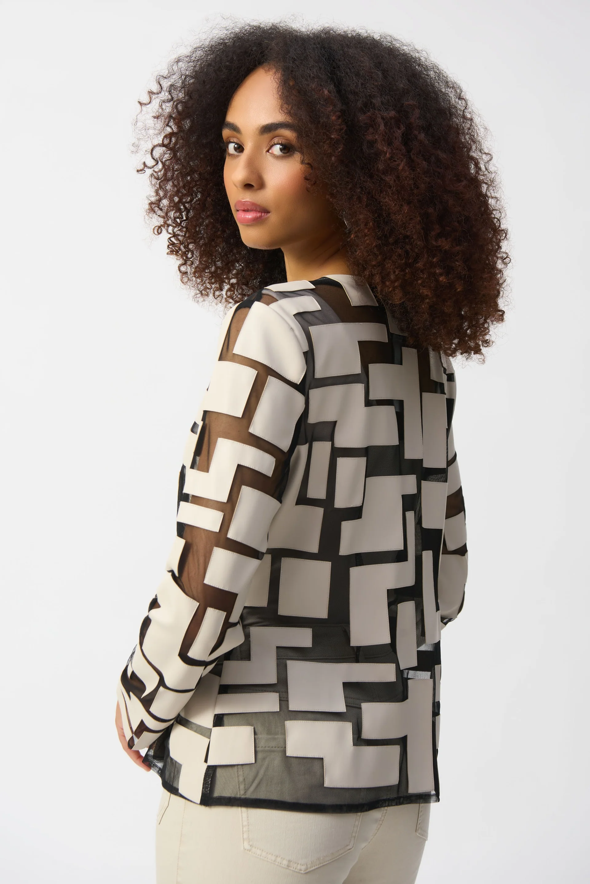 Joseph Ribkoff Mesh & Leatherette Fitted Jacket Style 251932 - Image 9