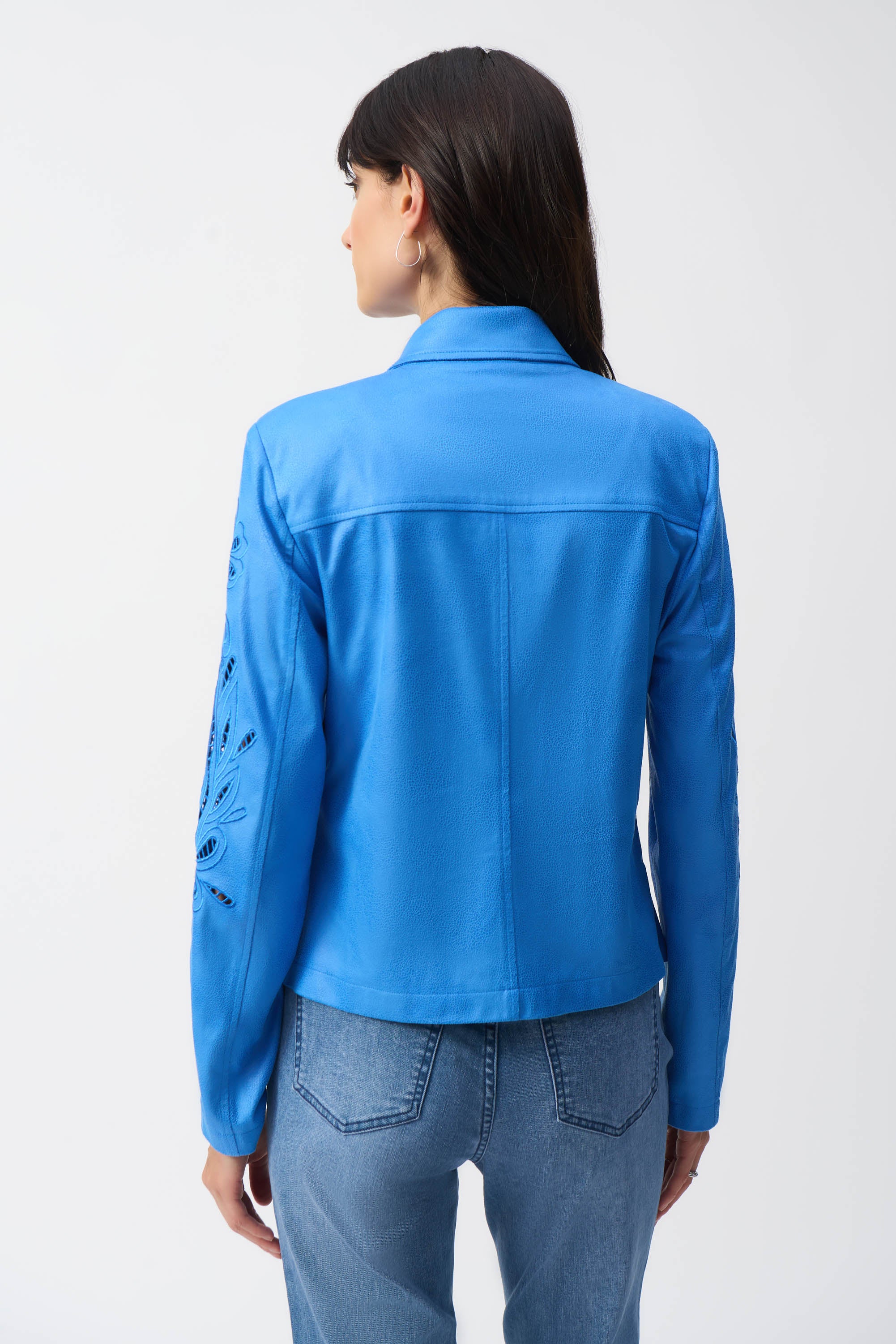 Joseph Ribkoff Foiled Faux-Suede Moto Jacket Style 251936 - Image 10