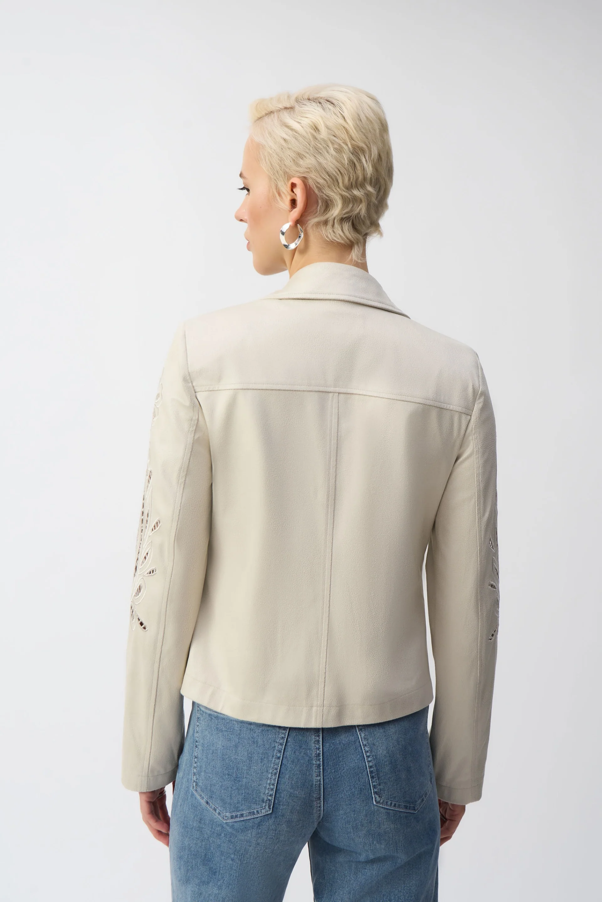 Joseph Ribkoff Foiled Faux-Suede Moto Jacket Style 251936 - Image 4