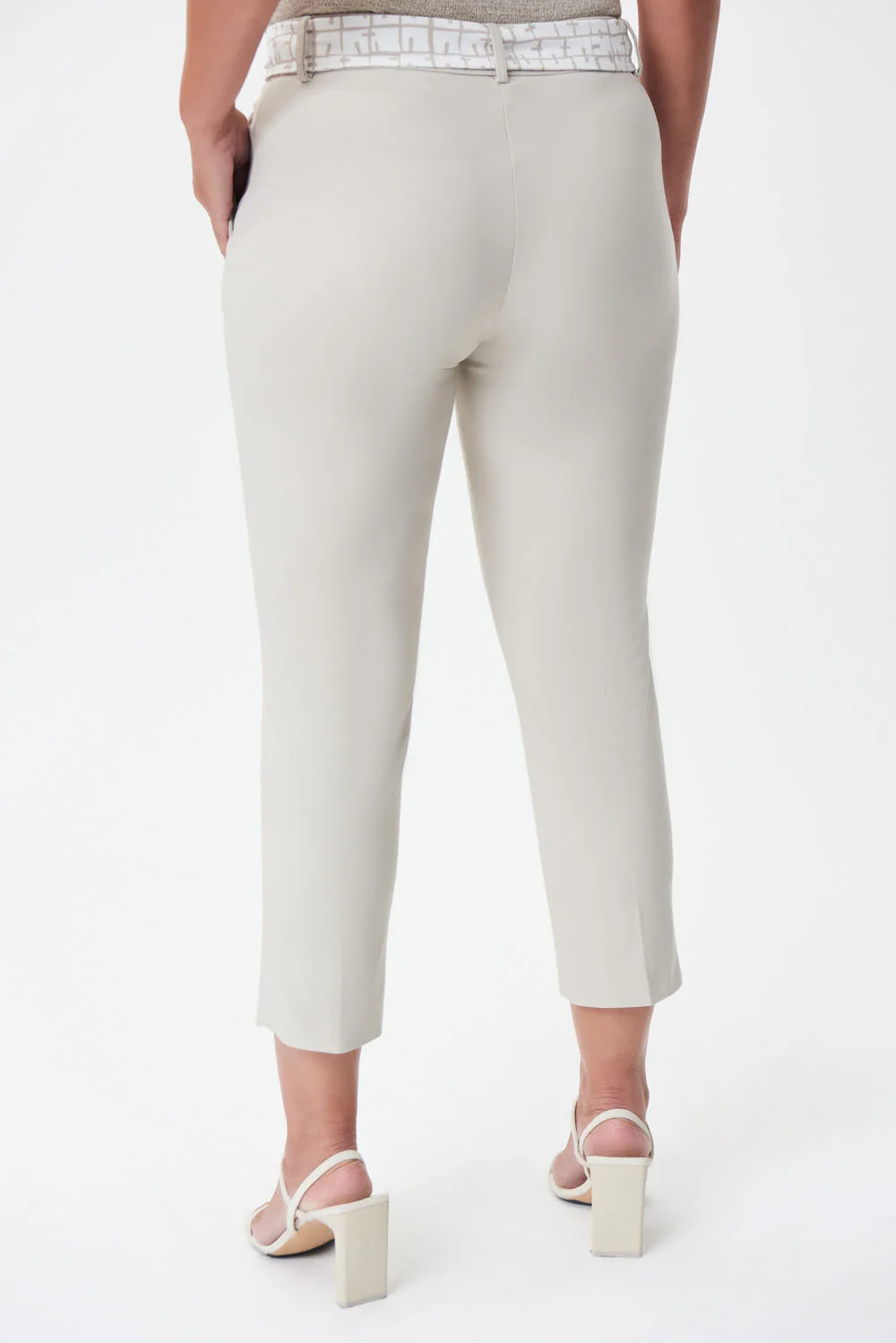 Joseph Ribkoff Moonstone/Multi Cropped Pants With Belt and Sash Style 232021 - Image 3