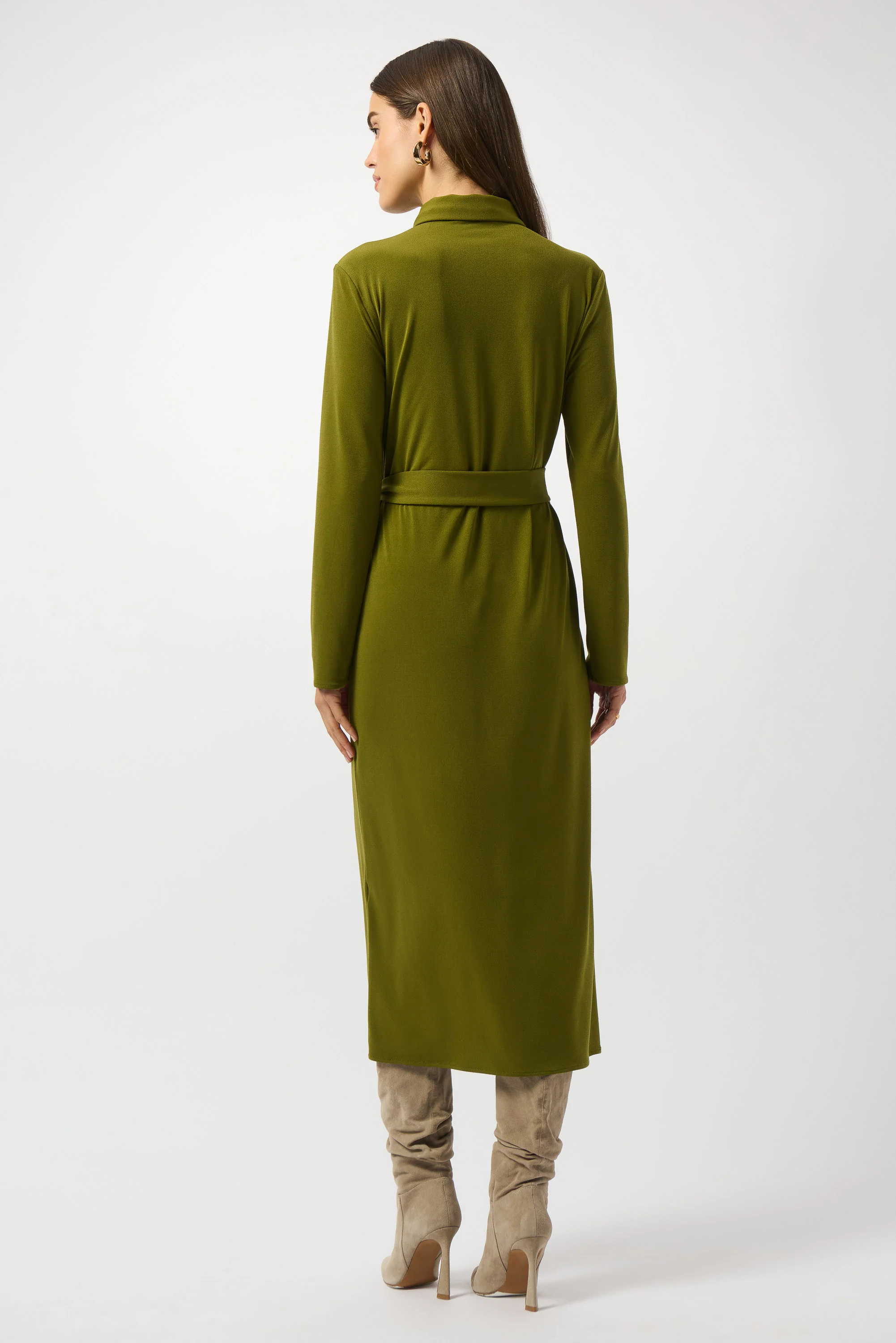 Joseph RIbkoff Moss Crepe And Satin Straight Shirt Dress Style 253244 - Image 4
