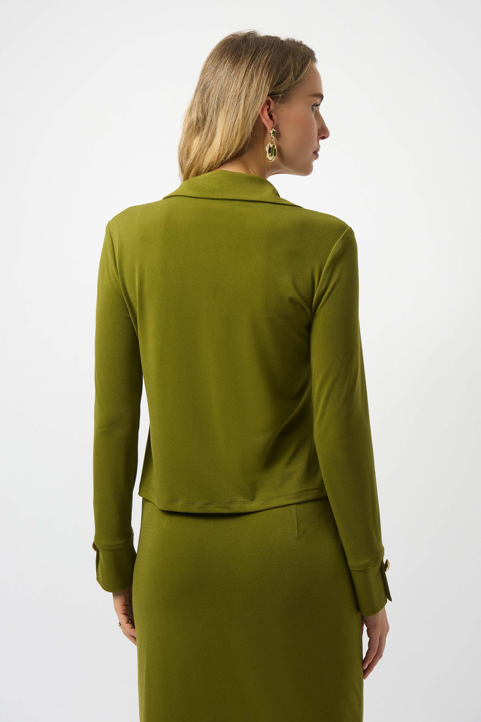 Joseph Ribkoff Moss Crepe Fitted Top Style 253258 - Image 3
