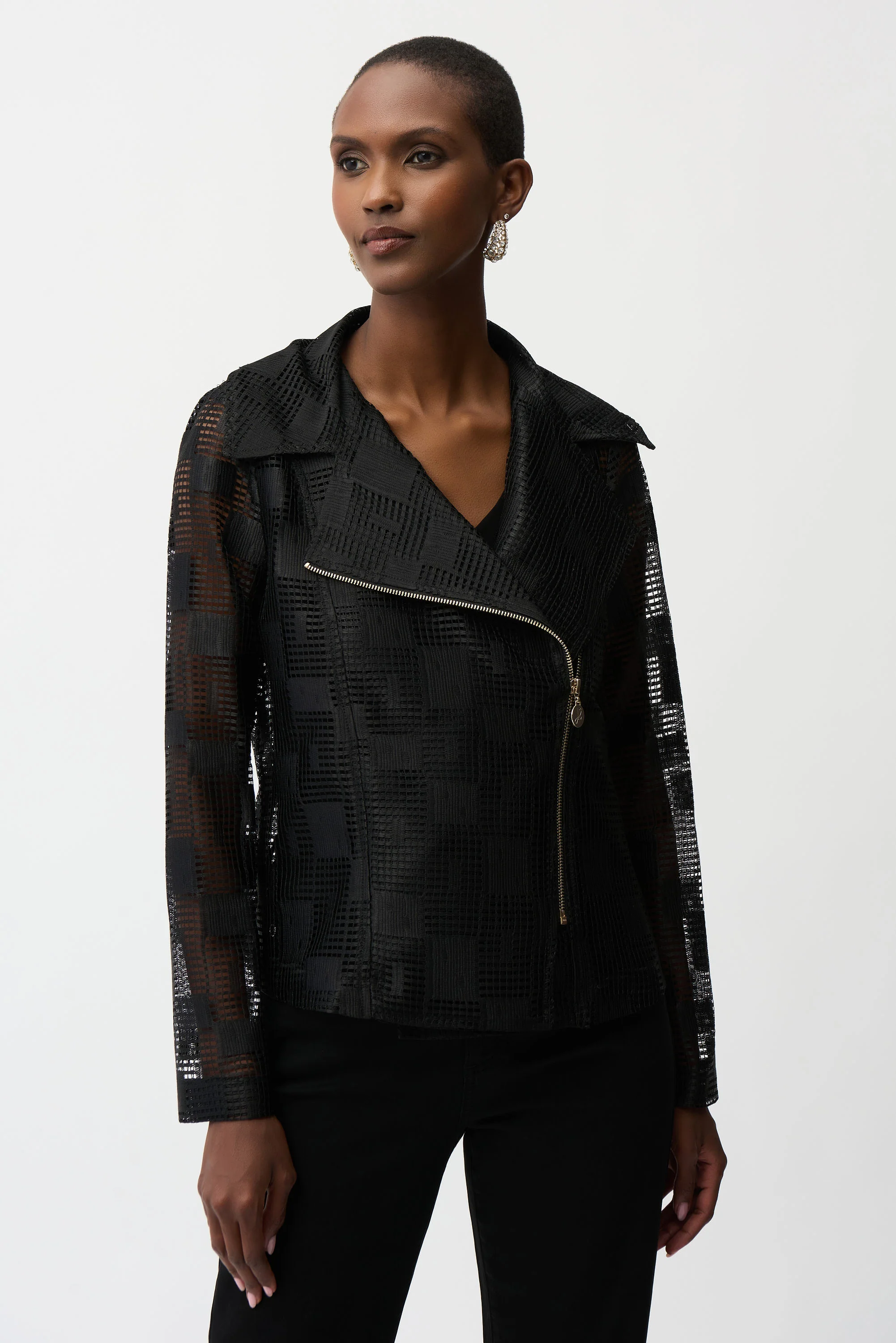 Joseph Ribkoff Moto Jacket With Asymmetric Zipper Style 261074