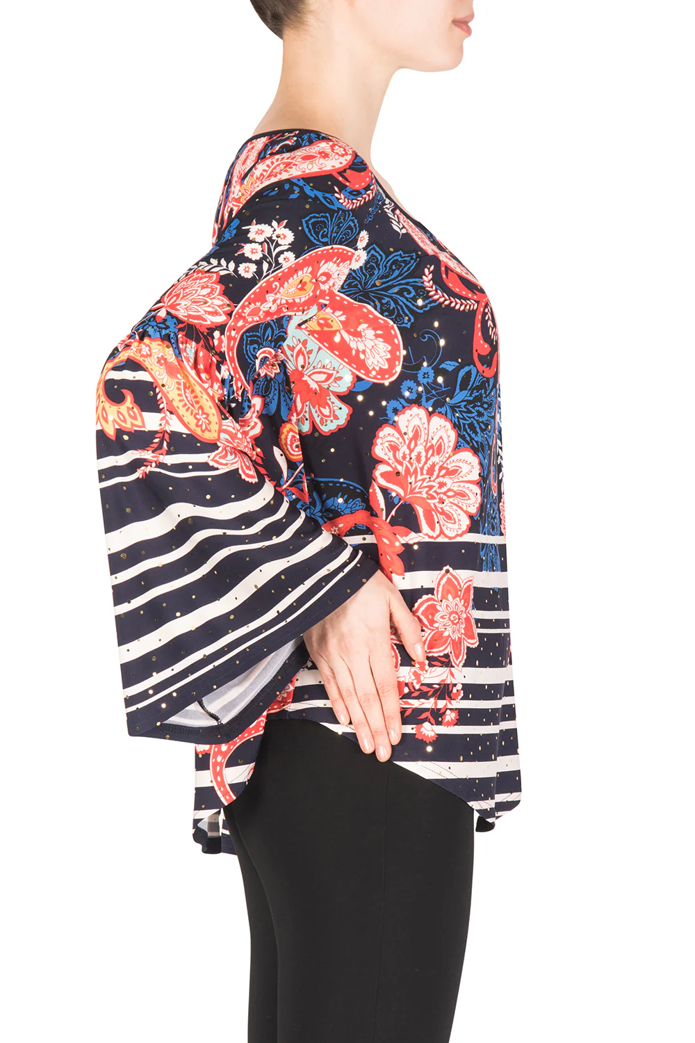 Joseph Ribkoff Multi/Midnight Blue Top Style 183588 - Image 3