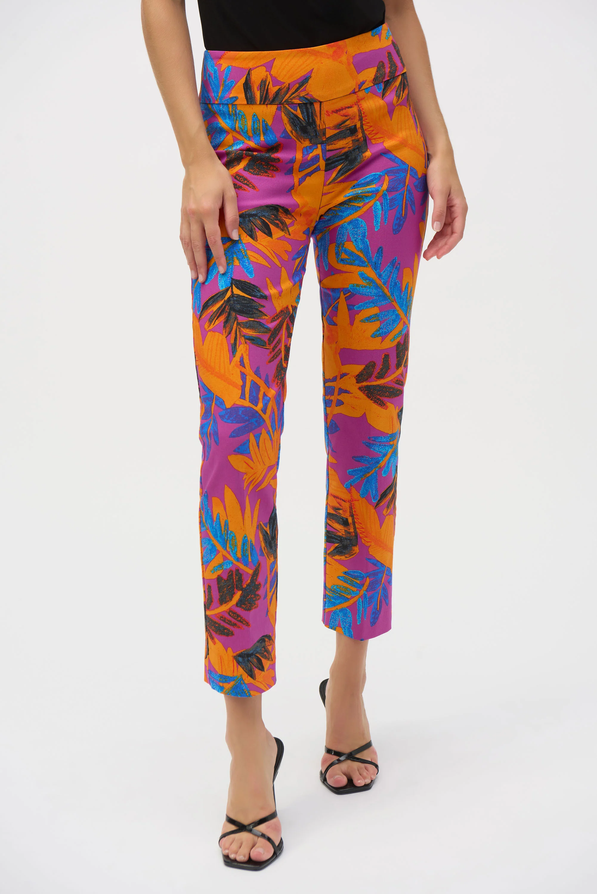 Joseph Ribkoff Multi Millennium Tropical Print Straight Leg Pants Style 252231