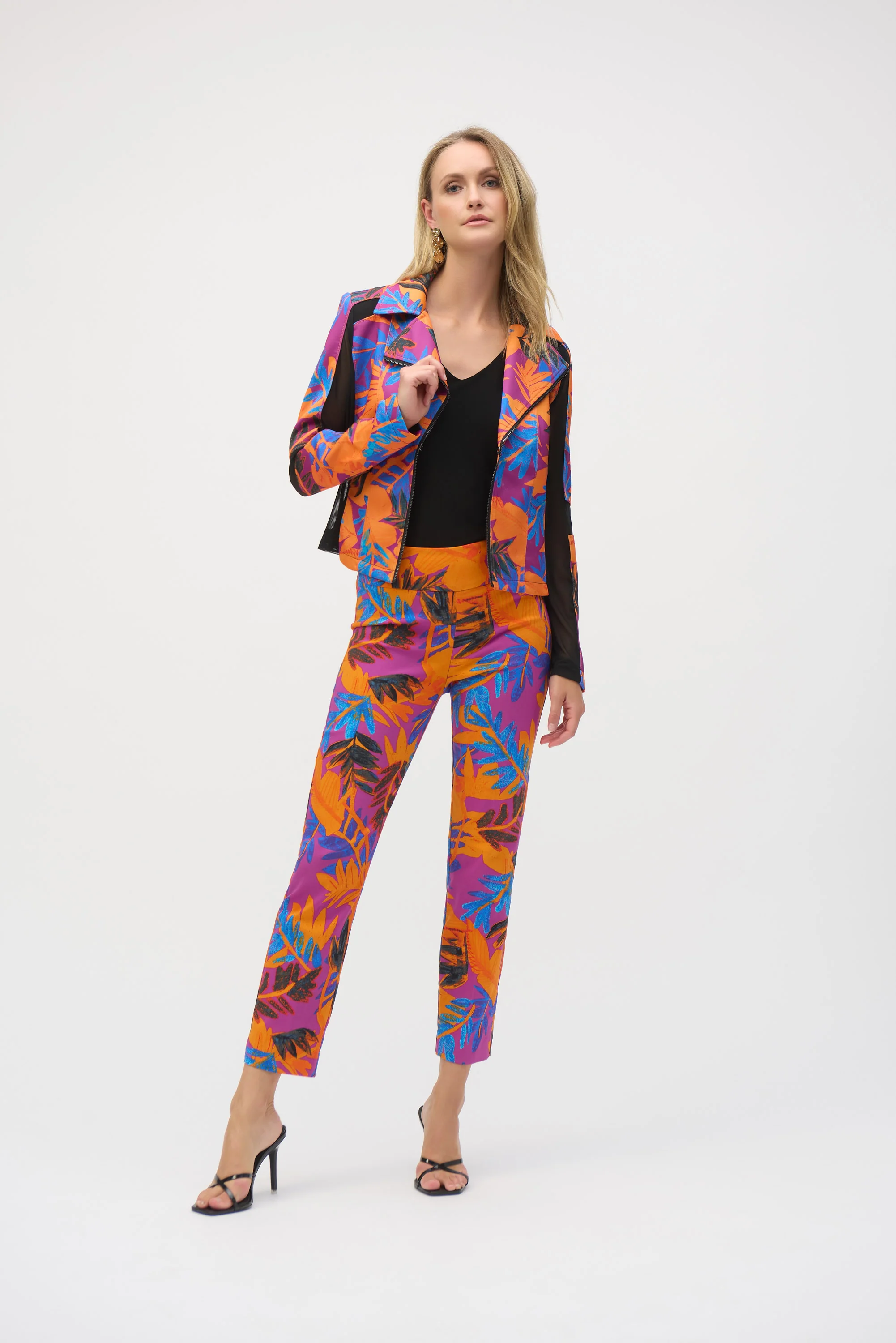 Joseph Ribkoff Multi Millennium Tropical Print Straight Leg Pants Style 252231 - Image 3
