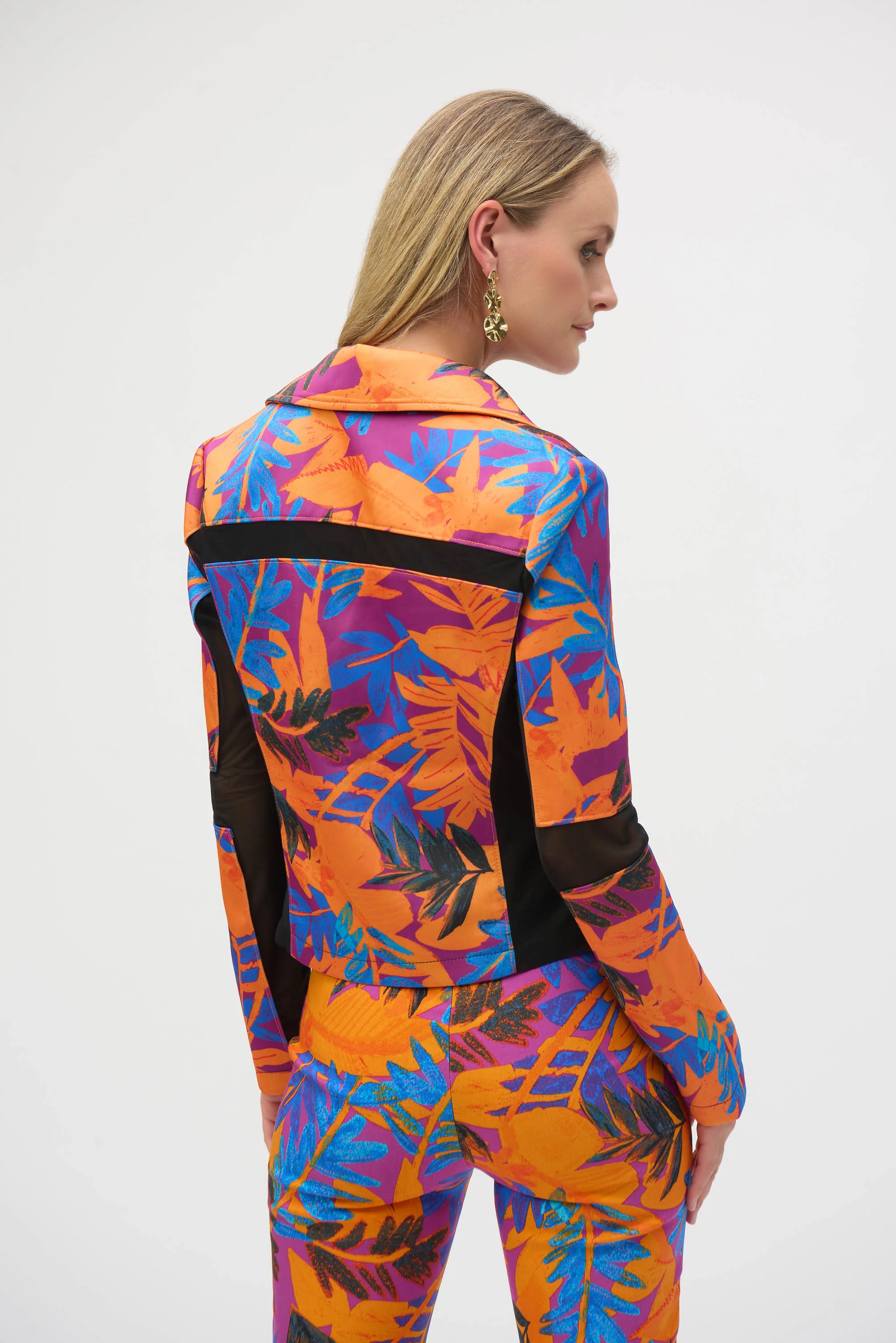 Joseph Ribkoff Multi Scuba Tropical Print Fitted Jacket Style 252919 - Image 3