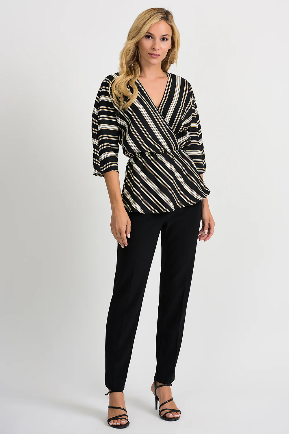 Joseph Ribkoff Black/White/Gold Top Style 201332 - Image 2