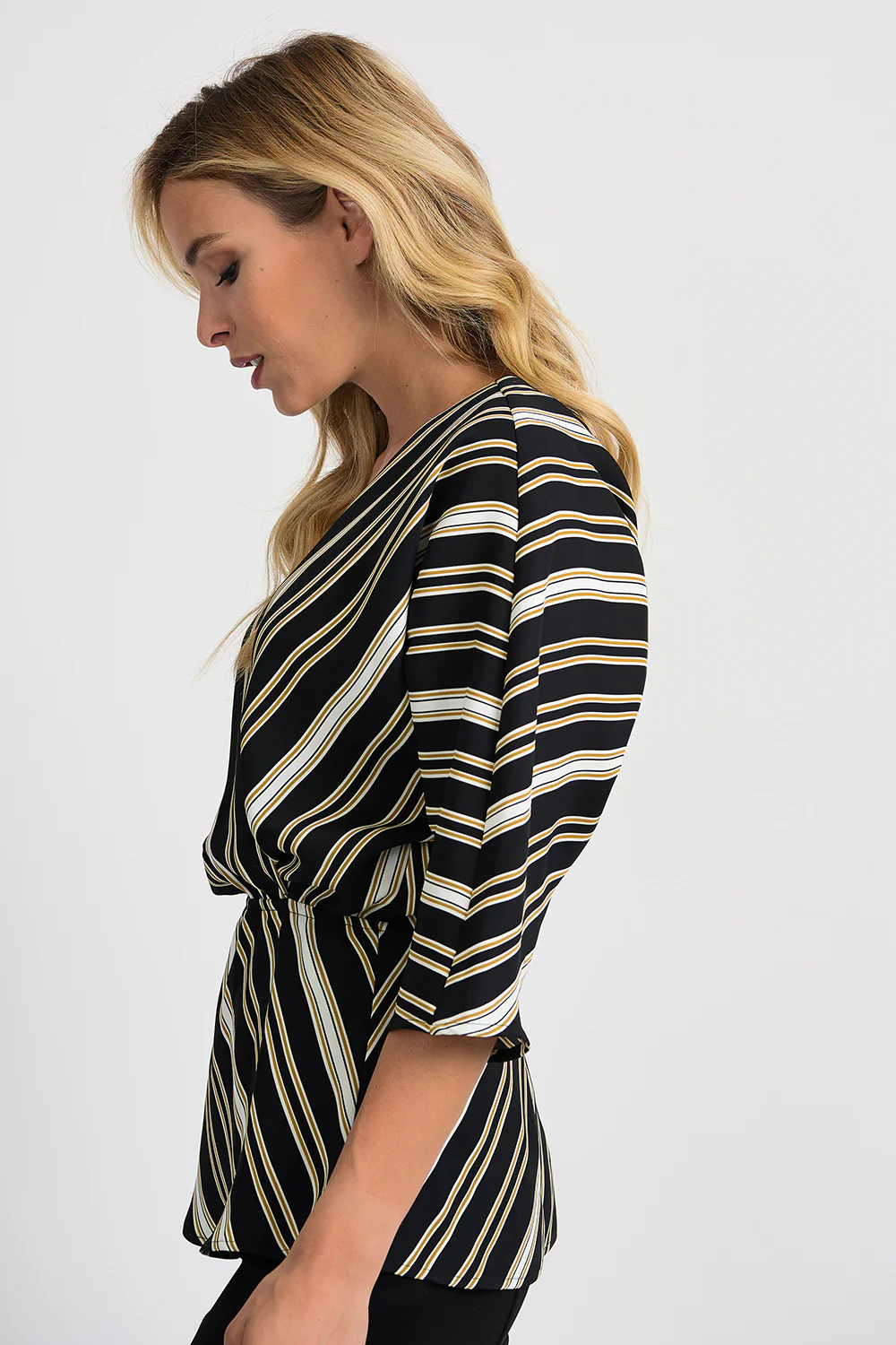 Joseph Ribkoff Black/White/Gold Top Style 201332 - Image 3