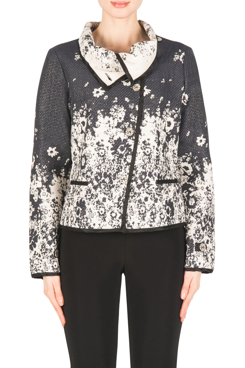 Joseph Ribkoff Navy/Ivory/Black Jacket Style 183599 - Image 3