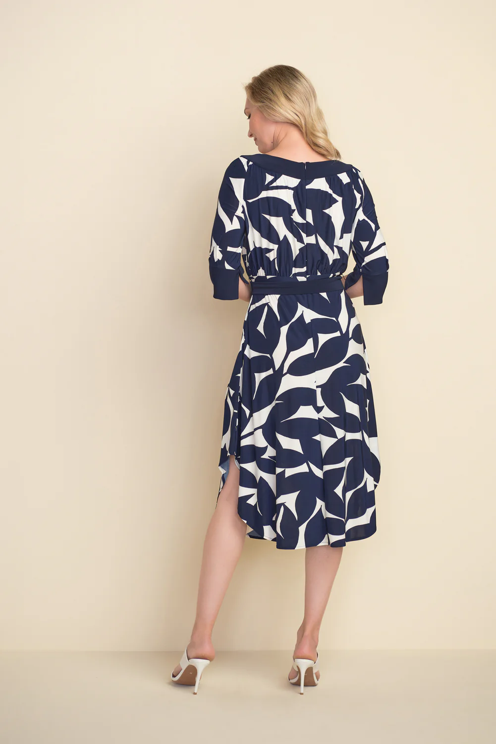 Joseph Ribkoff Navy/Off White Dress Style 212201 - Image 2