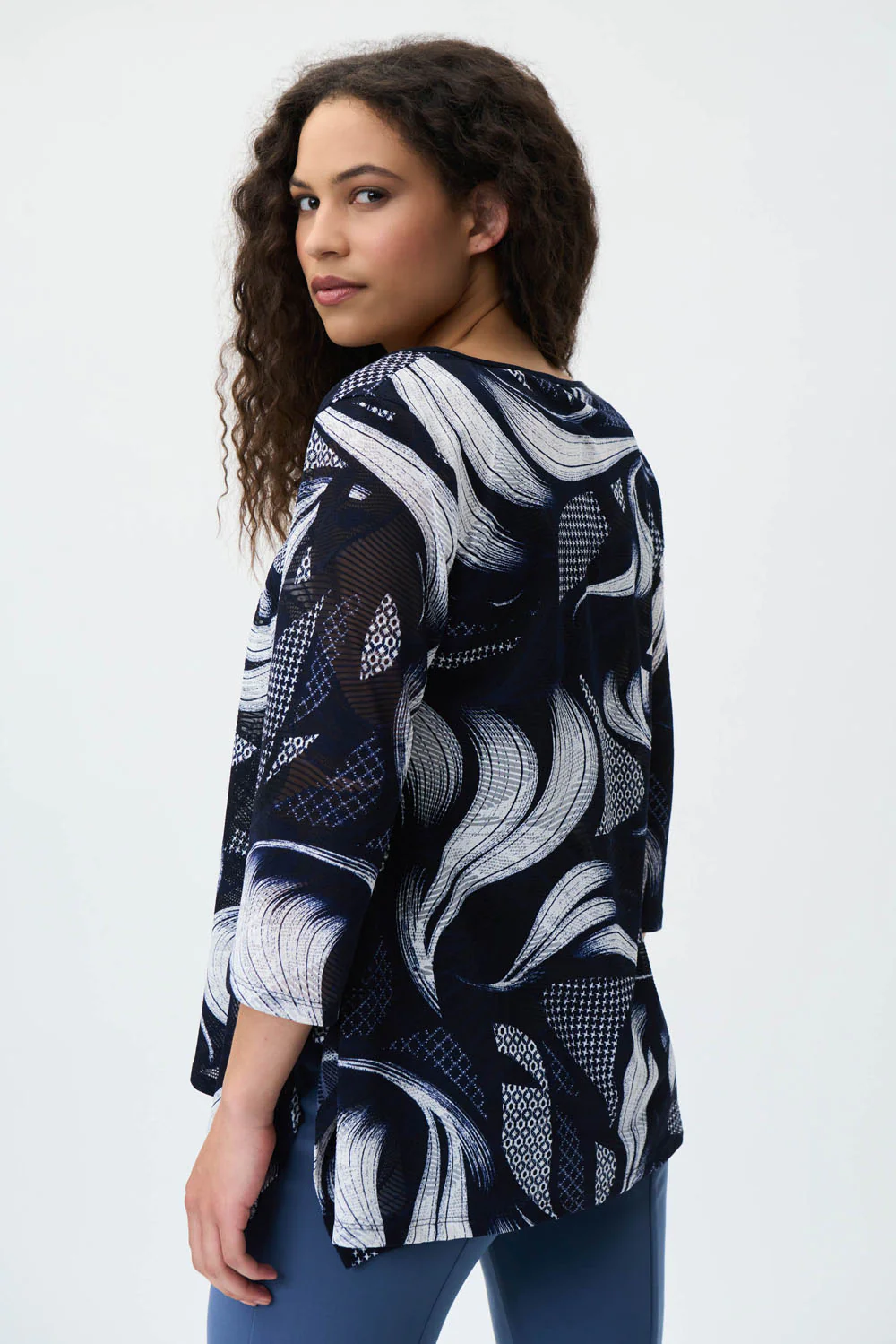 Joseph Ribkoff Navy/Vanilla 2 Piece Tunic Style 231008 - Image 2