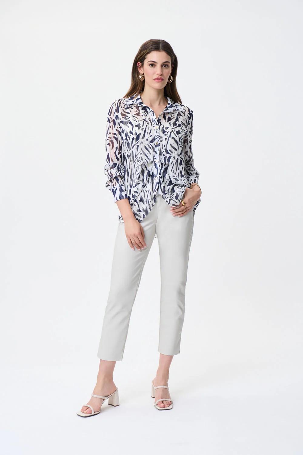 Joseph Ribkoff Navy/White Blouse Style 231025 - Image 4