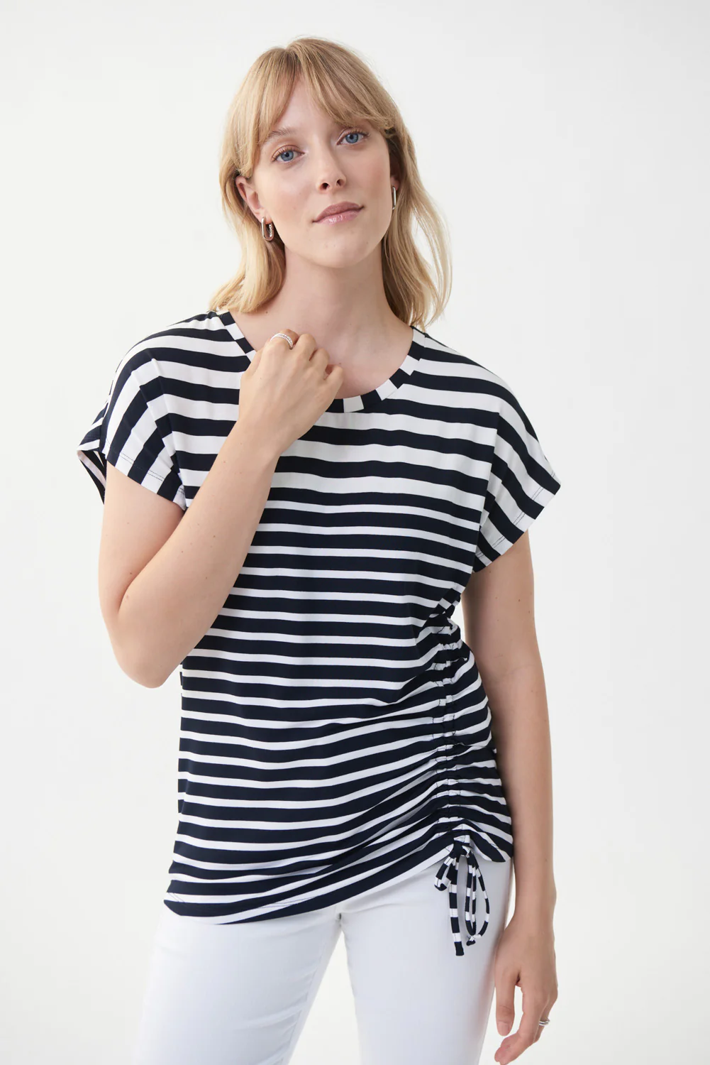 Joseph Ribkoff Navy/White Stripped Top Style 222281 - Image 2