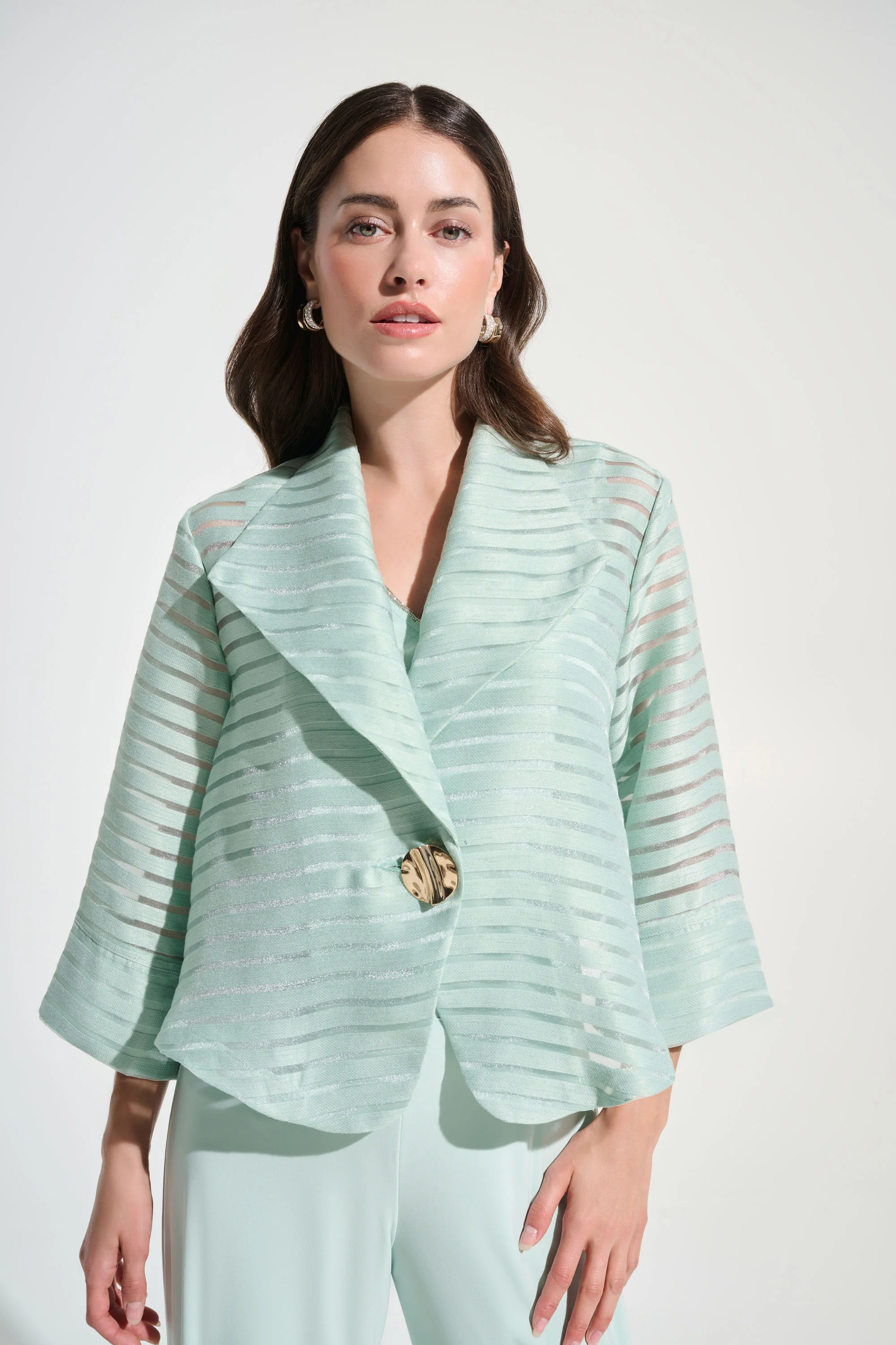 Joseph Ribkoff Shadow Stripe Swing Jacket With Lapel Style 262707 - Image 2