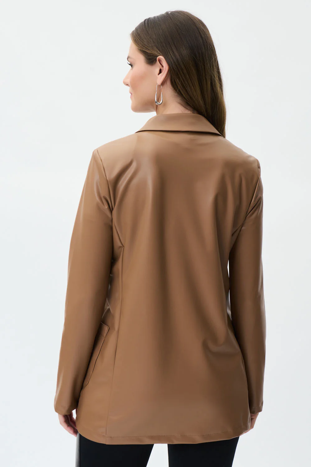 Joseph Ribkoff Nutmeg Faux Leather Blazer Style 223090 - Image 3