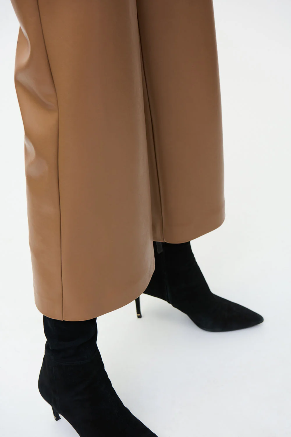 Joseph Ribkoff Nutmeg Faux Leather Flared 3/4 Length Pants Style 224016 - Image 2