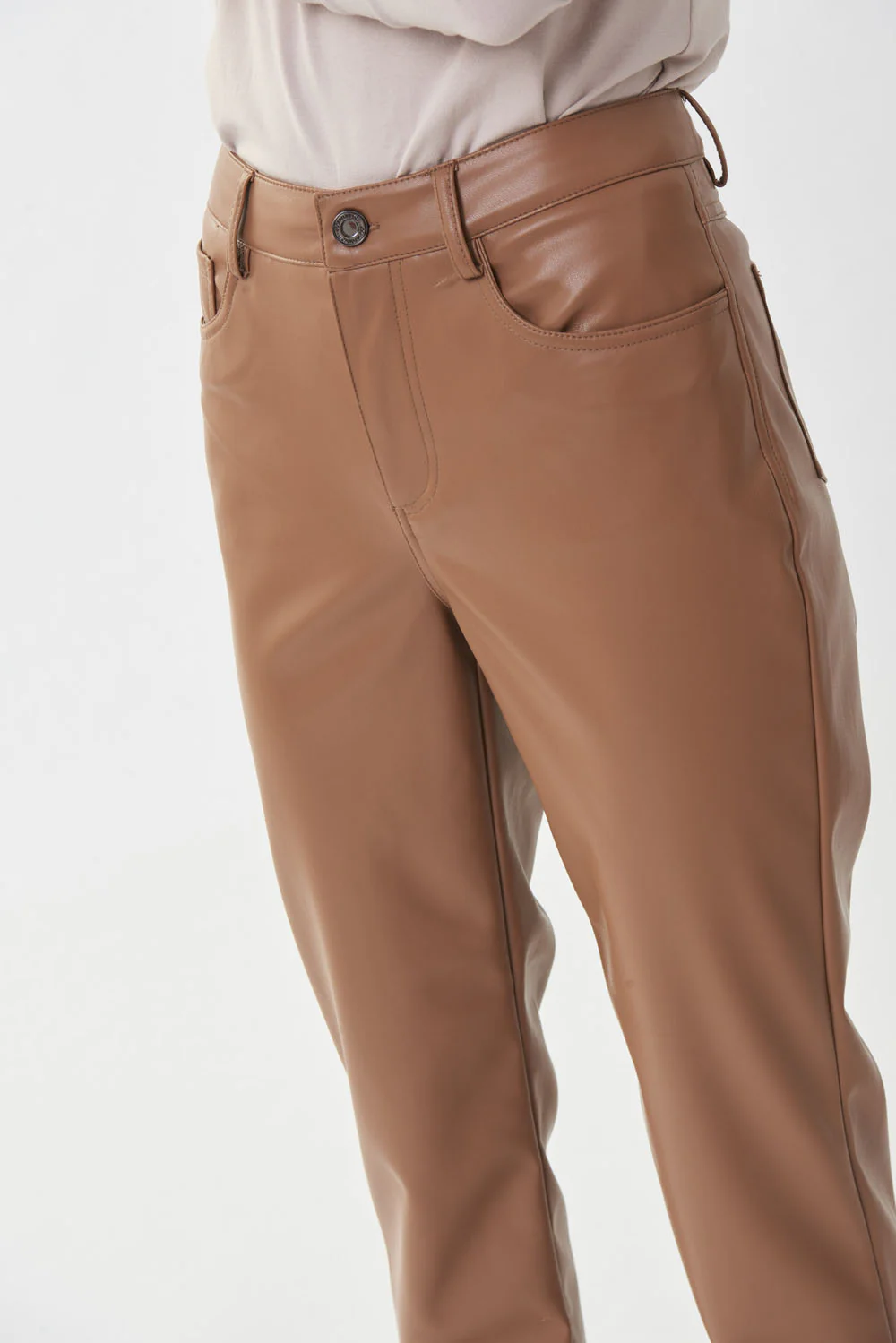 Joseph Ribkoff Nutmeg Faux Leather Pants Style 223921 - Image 3