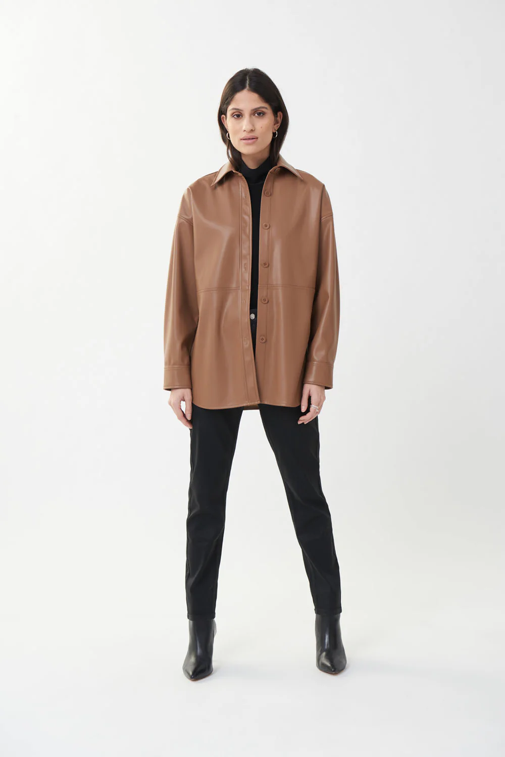 Joseph Ribkoff Nutmeg Faux Leather Top Style 223917