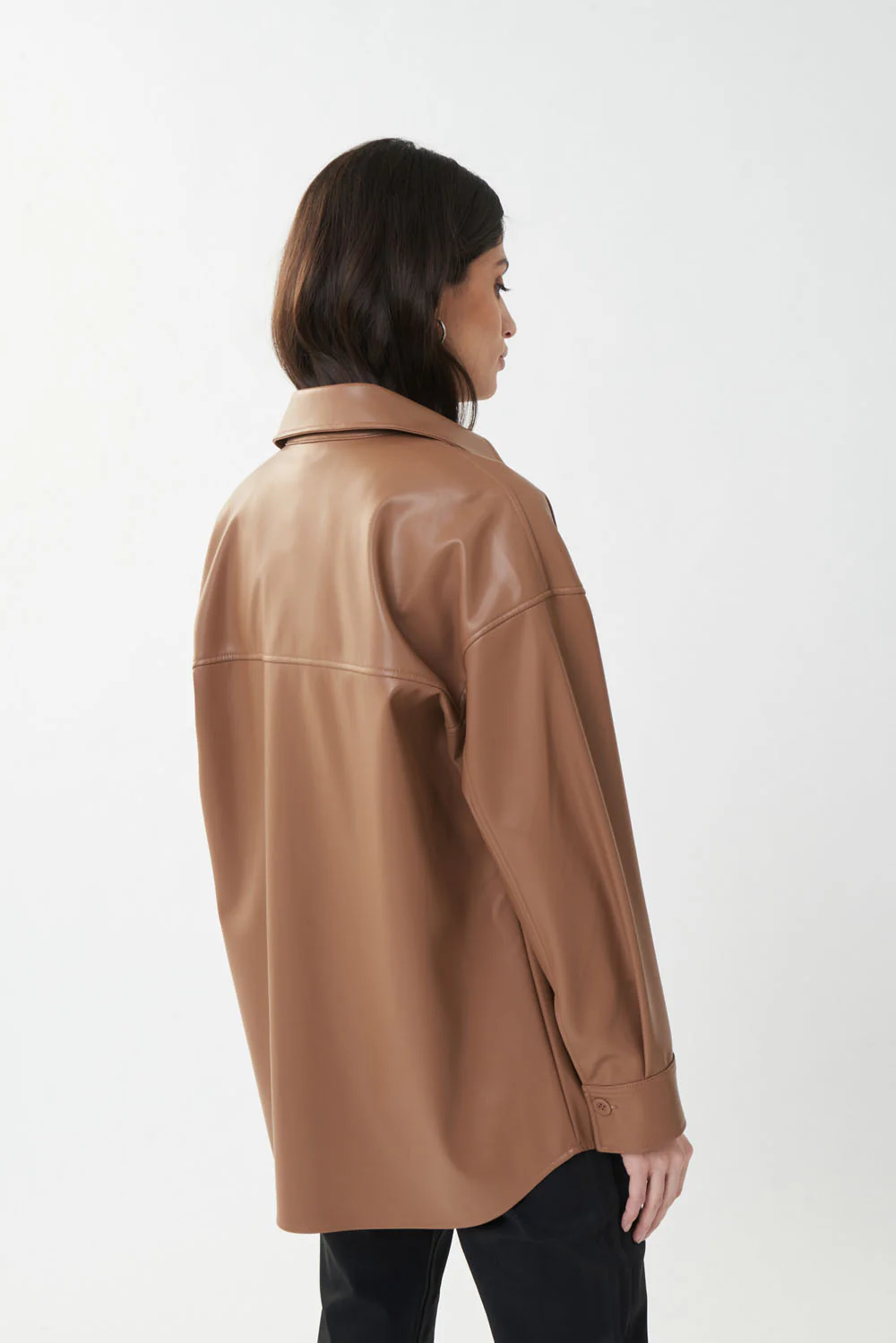 Joseph Ribkoff Nutmeg Faux Leather Top Style 223917 - Image 5