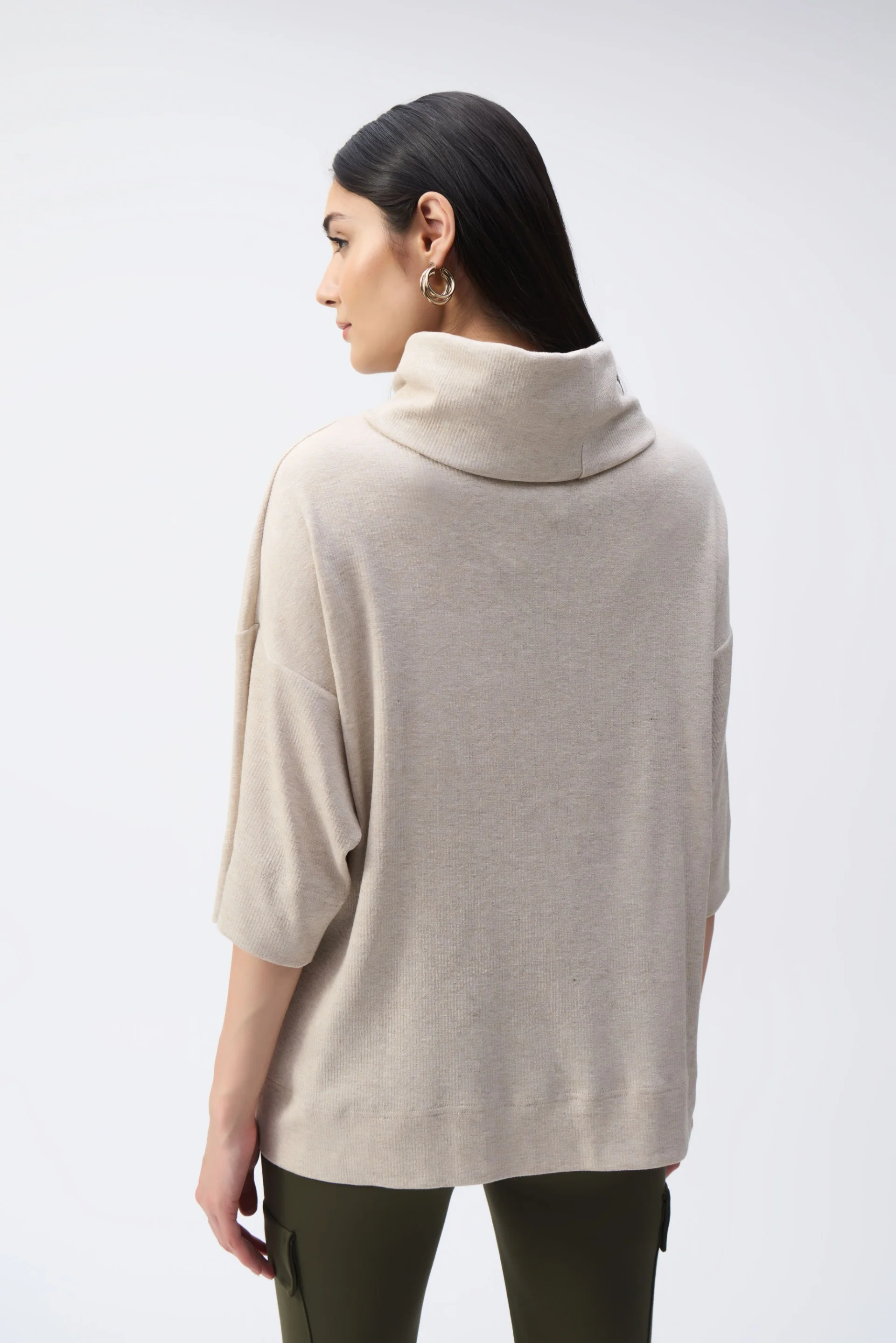 Joseph Ribkoff Oatmeal/Vanilla Long Boxy Top Style 243165 - Image 3