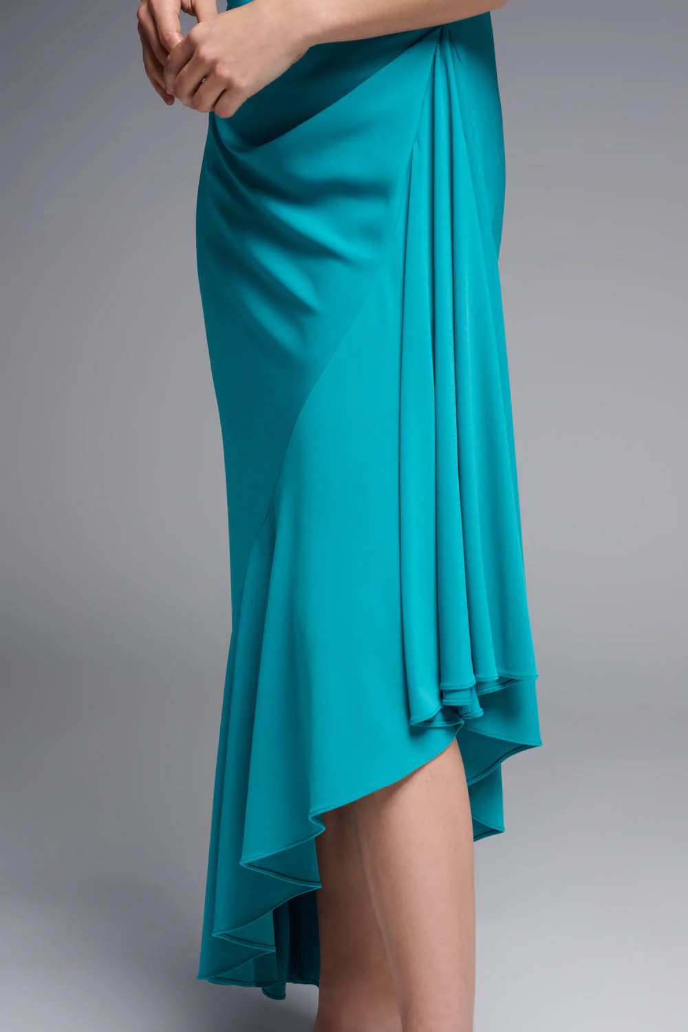 Joseph Ribkoff Ocean Blue Fit And Flare Flounce Hem Maxi Dress Style 231701 - Image 3