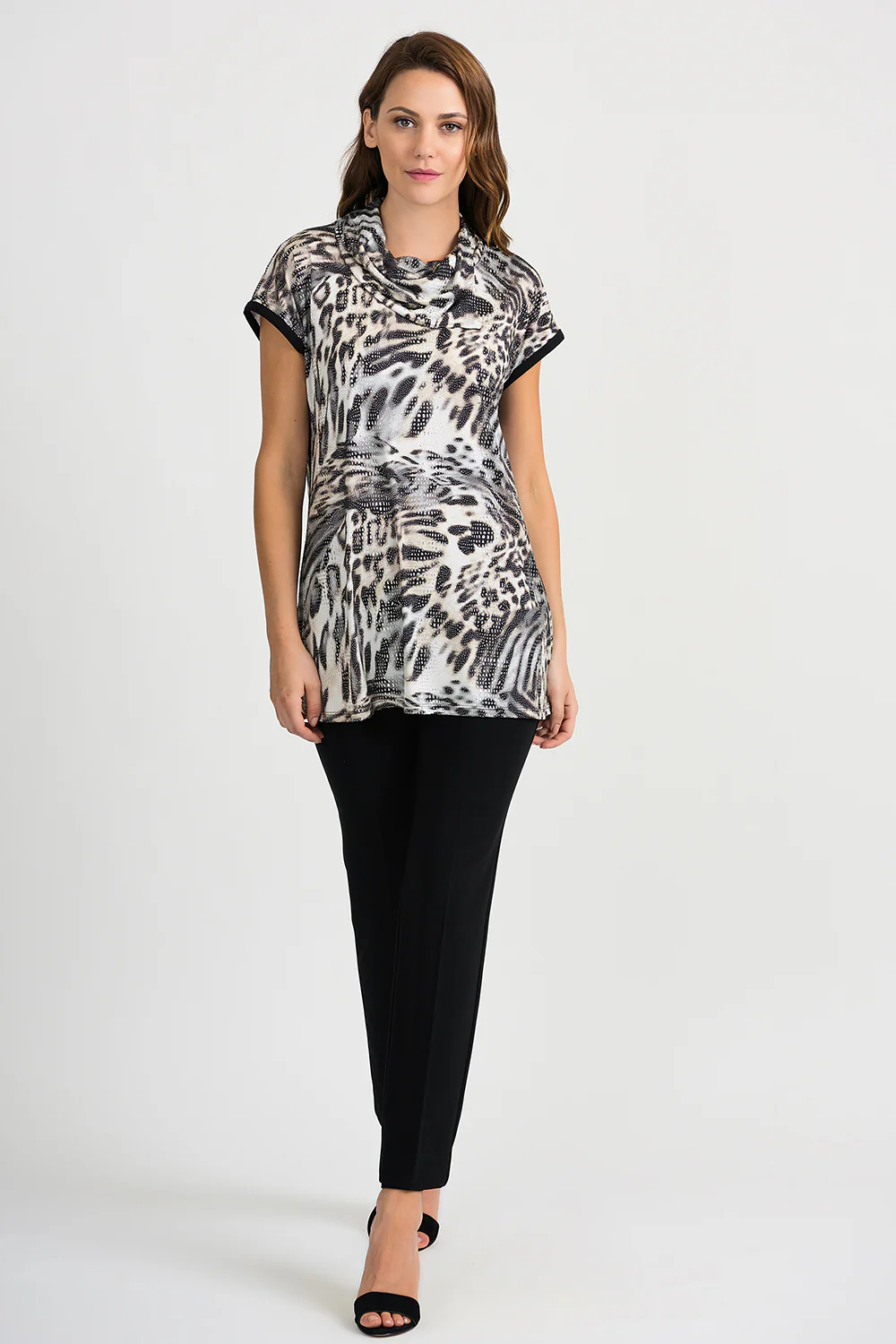 Joseph Ribkoff Off-White/Black/Multi Tunic Style 201172 - Image 2