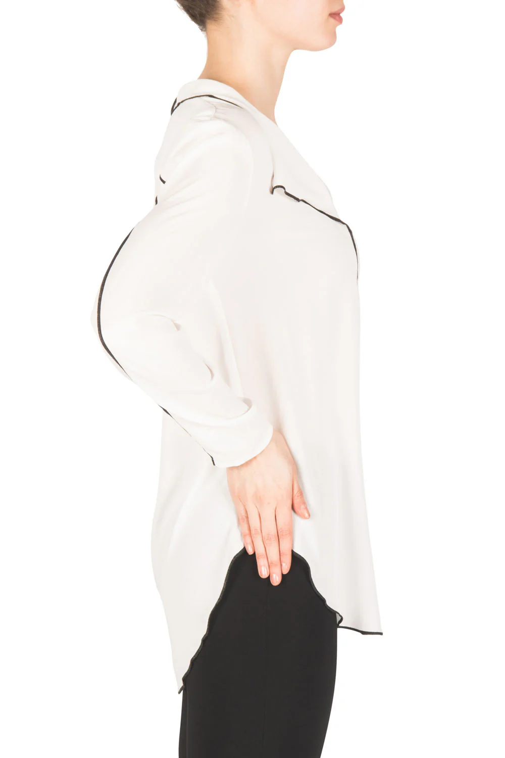 Joseph Ribkoff Off-White/Black Top Style 183123 - Image 3