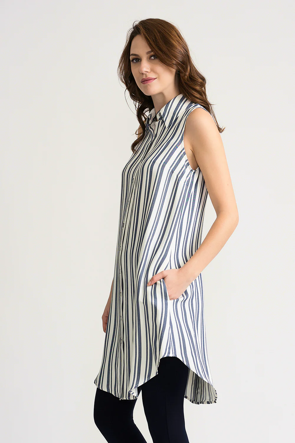 Joseph Ribkoff Off-White/Blue Tunic Style 202167 - Image 2