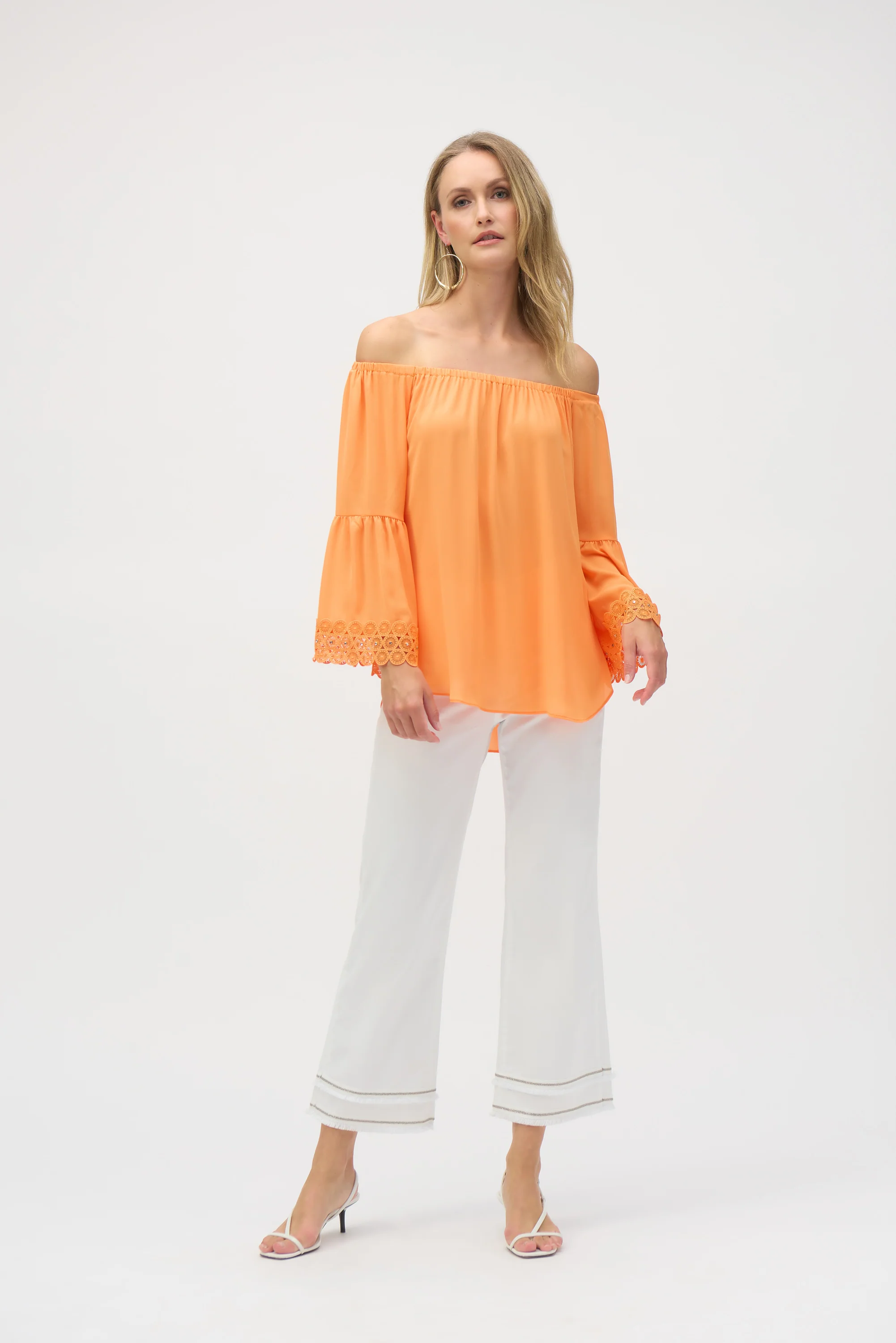 Joseph Ribkoff Georgette Off-Shoulder Flared Top Style 252086 - Image 2