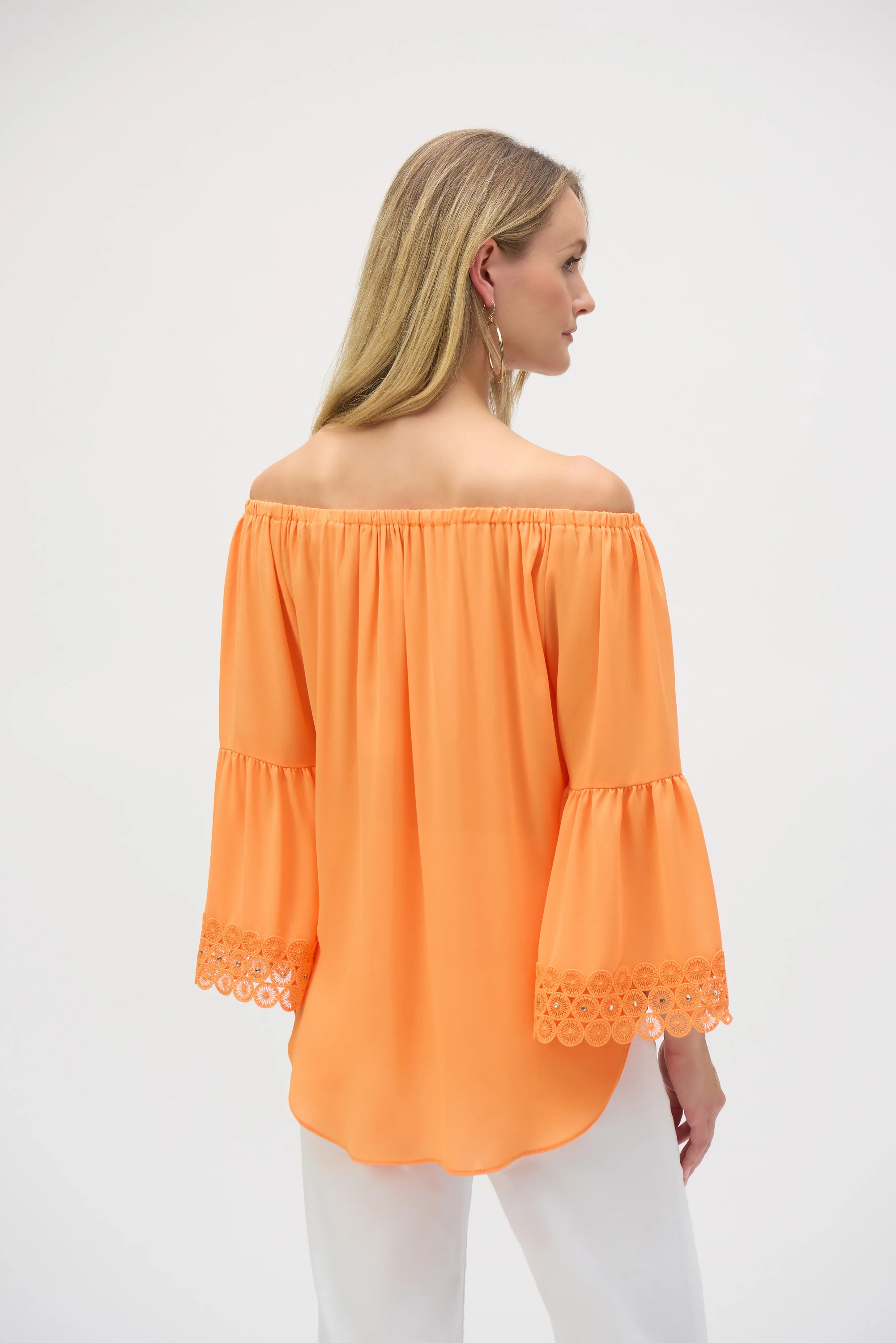 Joseph Ribkoff Georgette Off-Shoulder Flared Top Style 252086 - Image 3