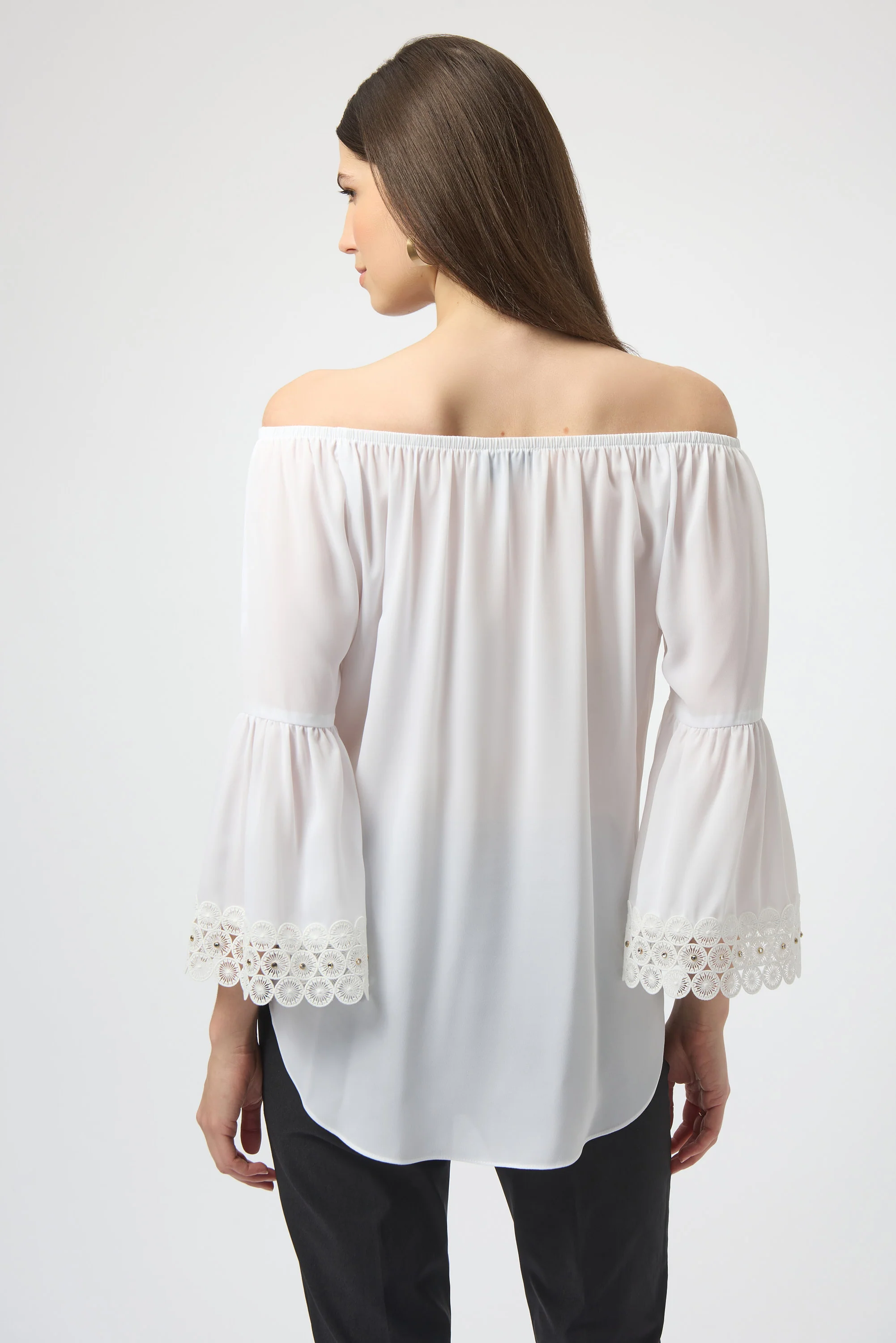Joseph Ribkoff Georgette Off-Shoulder Flared Top Style 252086 - Image 5