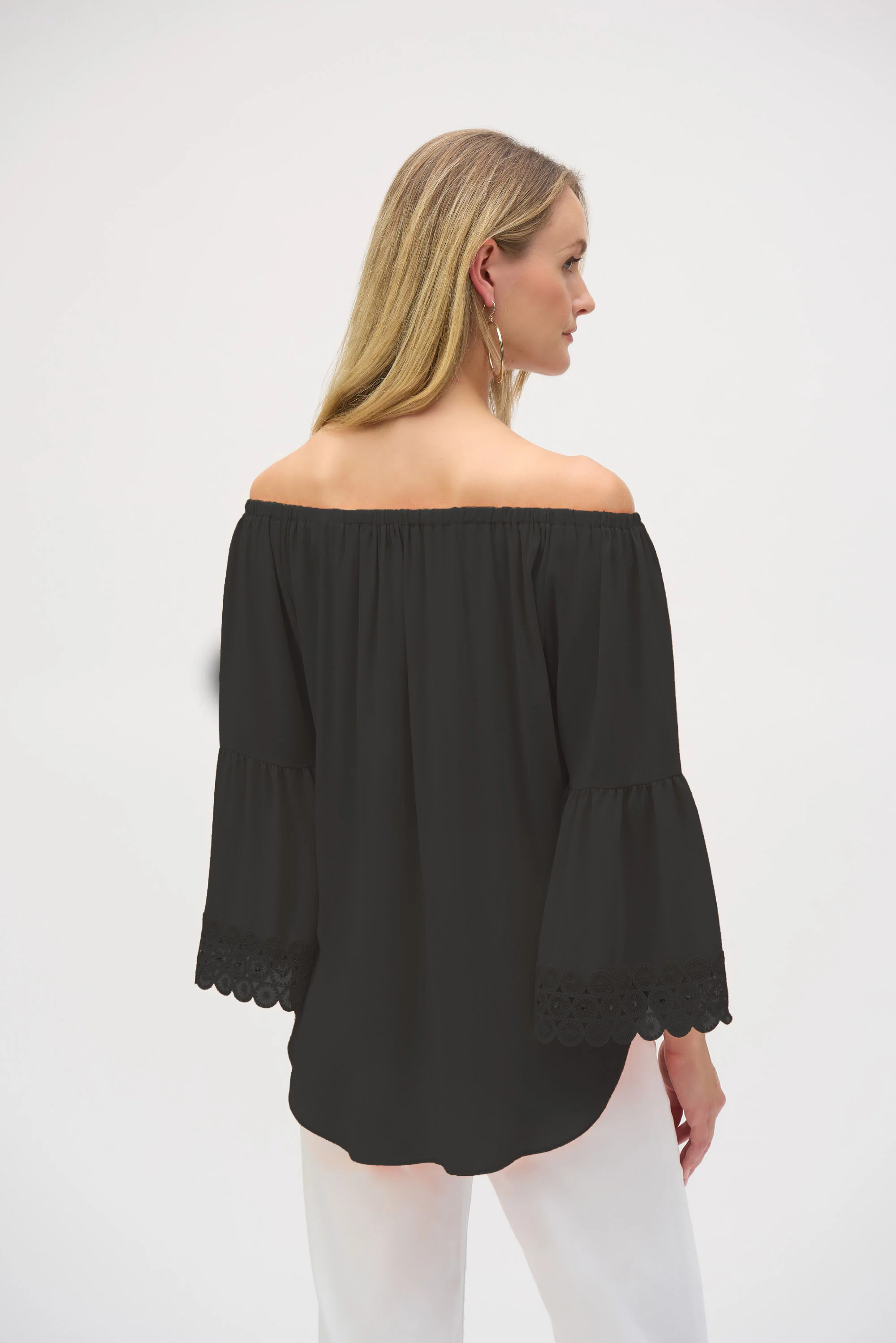 Joseph Ribkoff Georgette Off-Shoulder Flared Top Style 252086 - Image 7