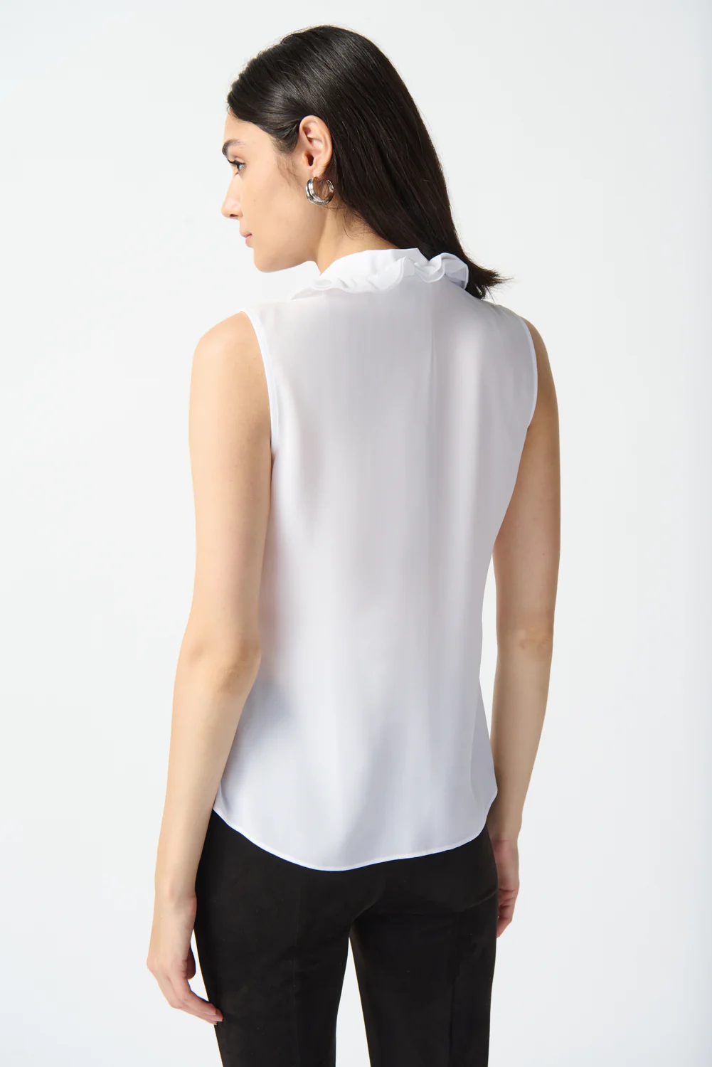 Joseph Ribkoff Off-White Georgette Top With Ruffles Style 233016 - Image 2