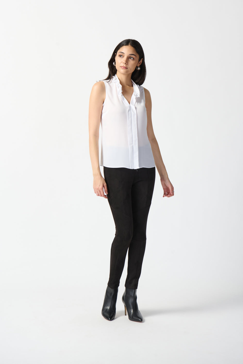 Joseph Ribkoff Off-White Georgette Top With Ruffles Style 233016 - Image 3