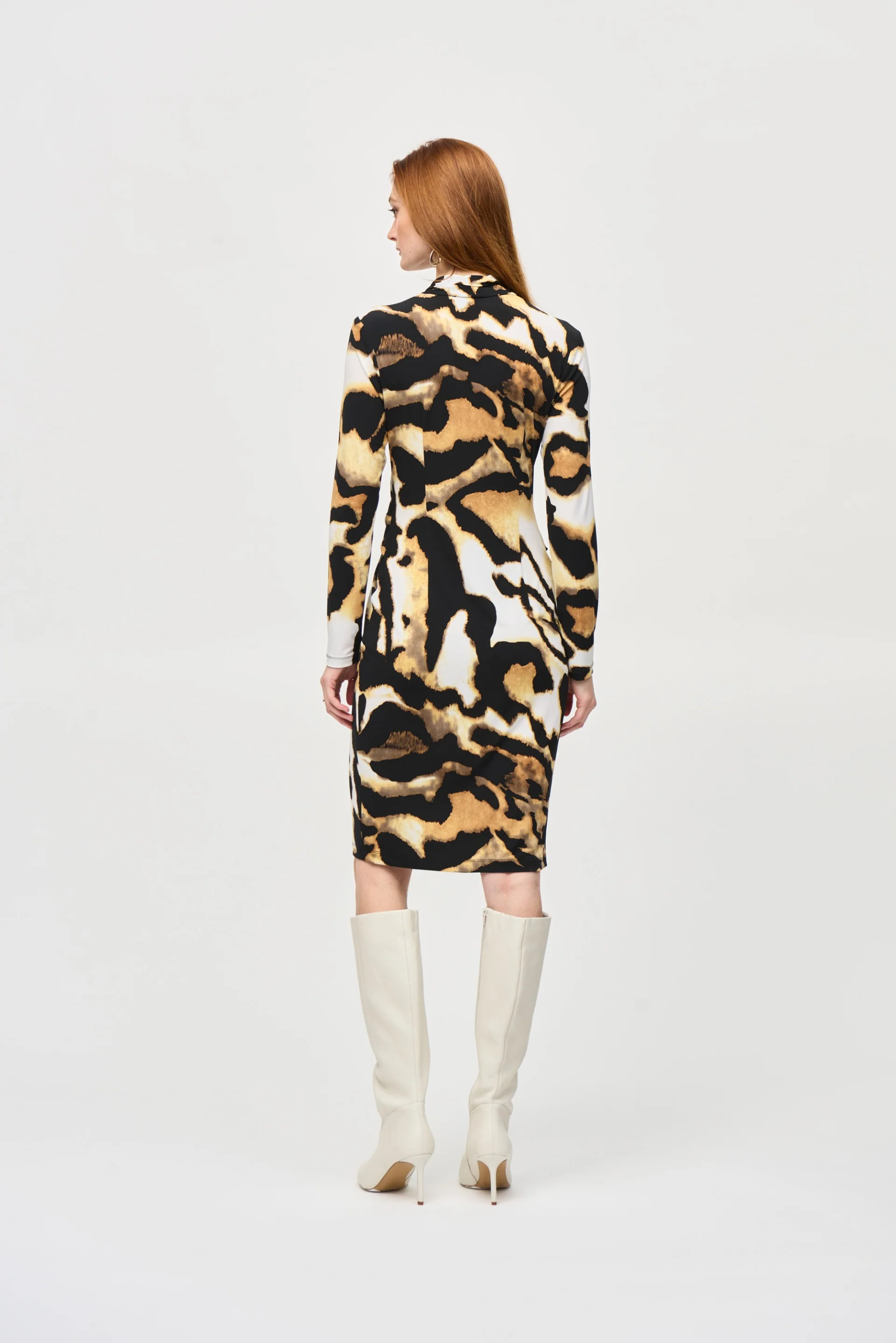 Joseph Ribkoff Off-White/Multi Animal Print Wrap Dress Style 243143 - Image 5