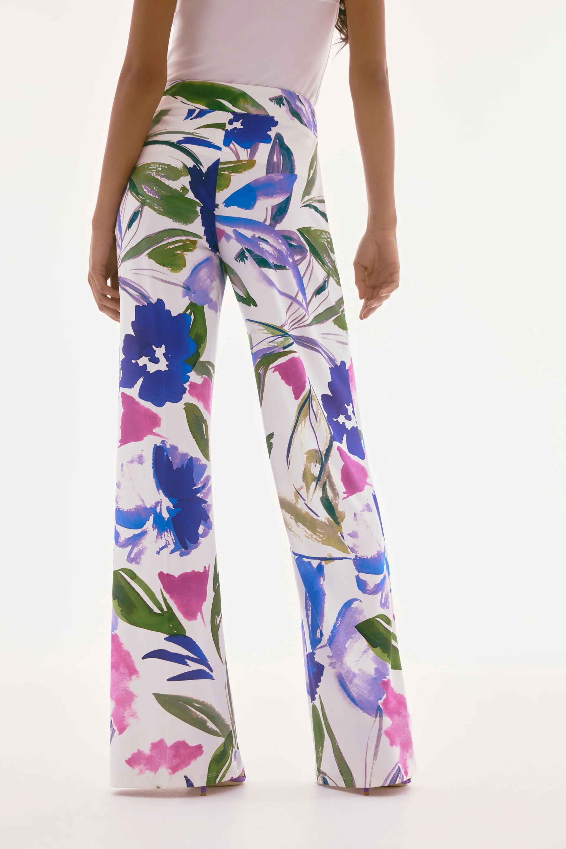 Joseph Ribkoff Off-White/Multi Floral Print Wide Leg Pants Style 251770 - Image 2