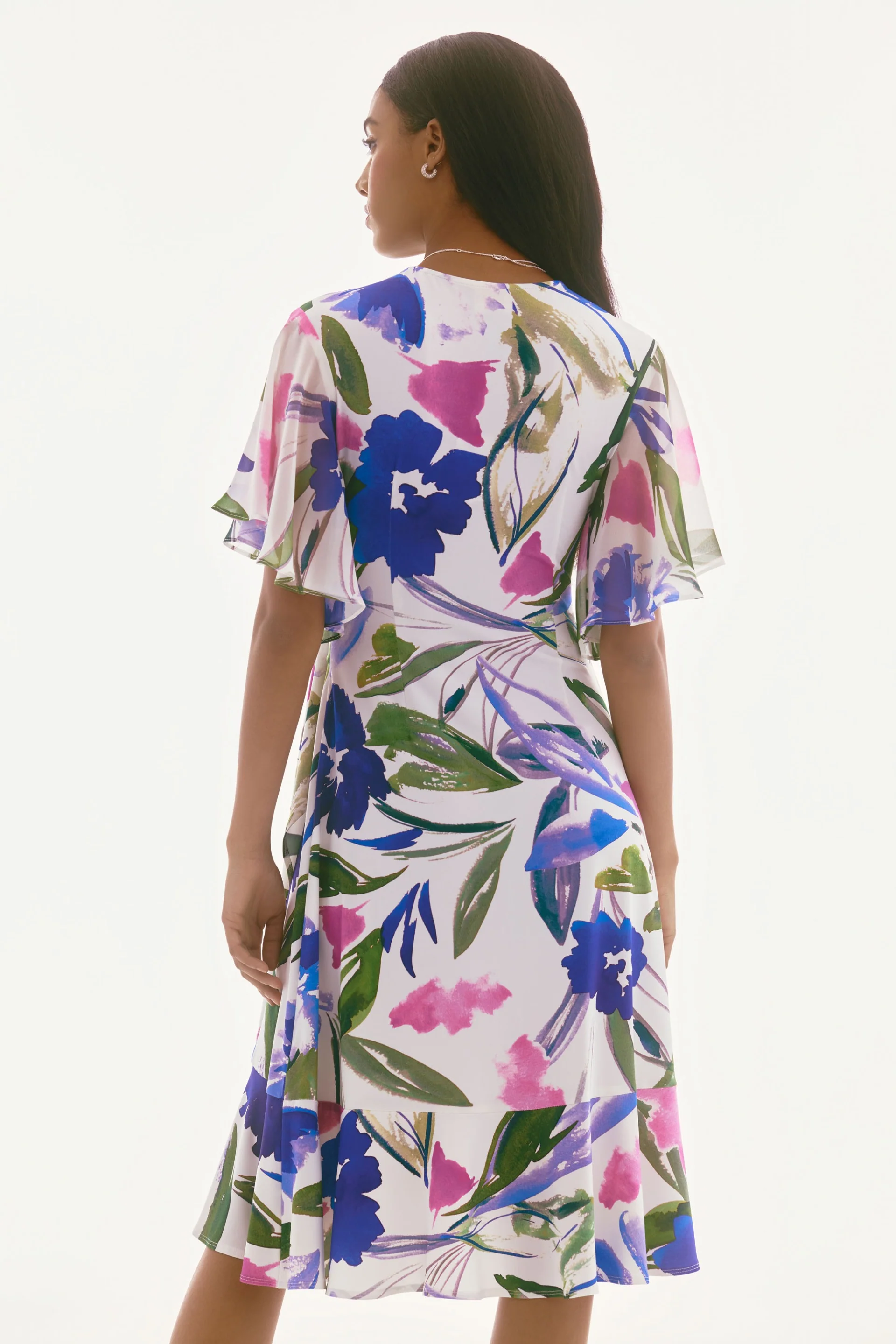 Joseph Ribkoff Off-White/Multi Floral Print Wrap Dress Style 251707 - Image 4