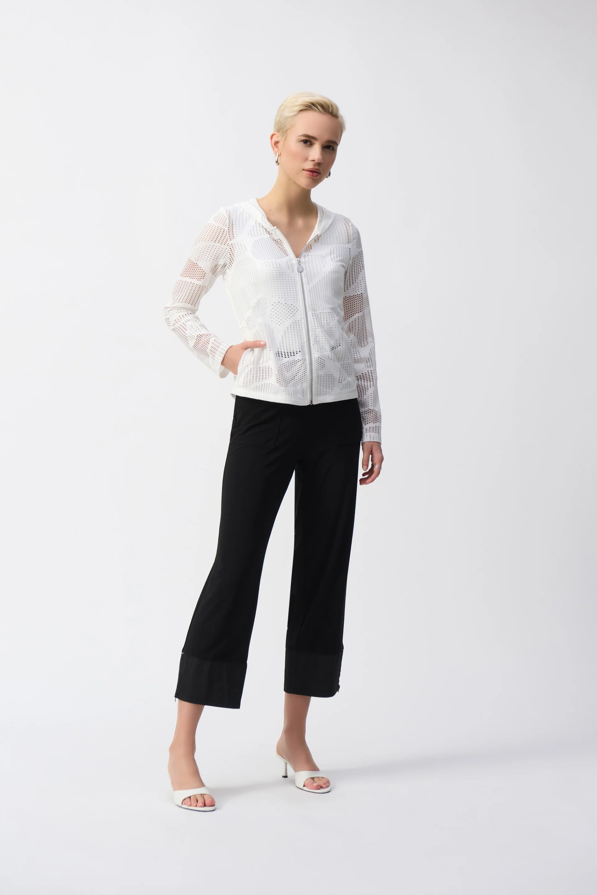 Joseph Ribkoff Off-White Novelty Knit Straight Fit Jacket Style 251215 - Image 2
