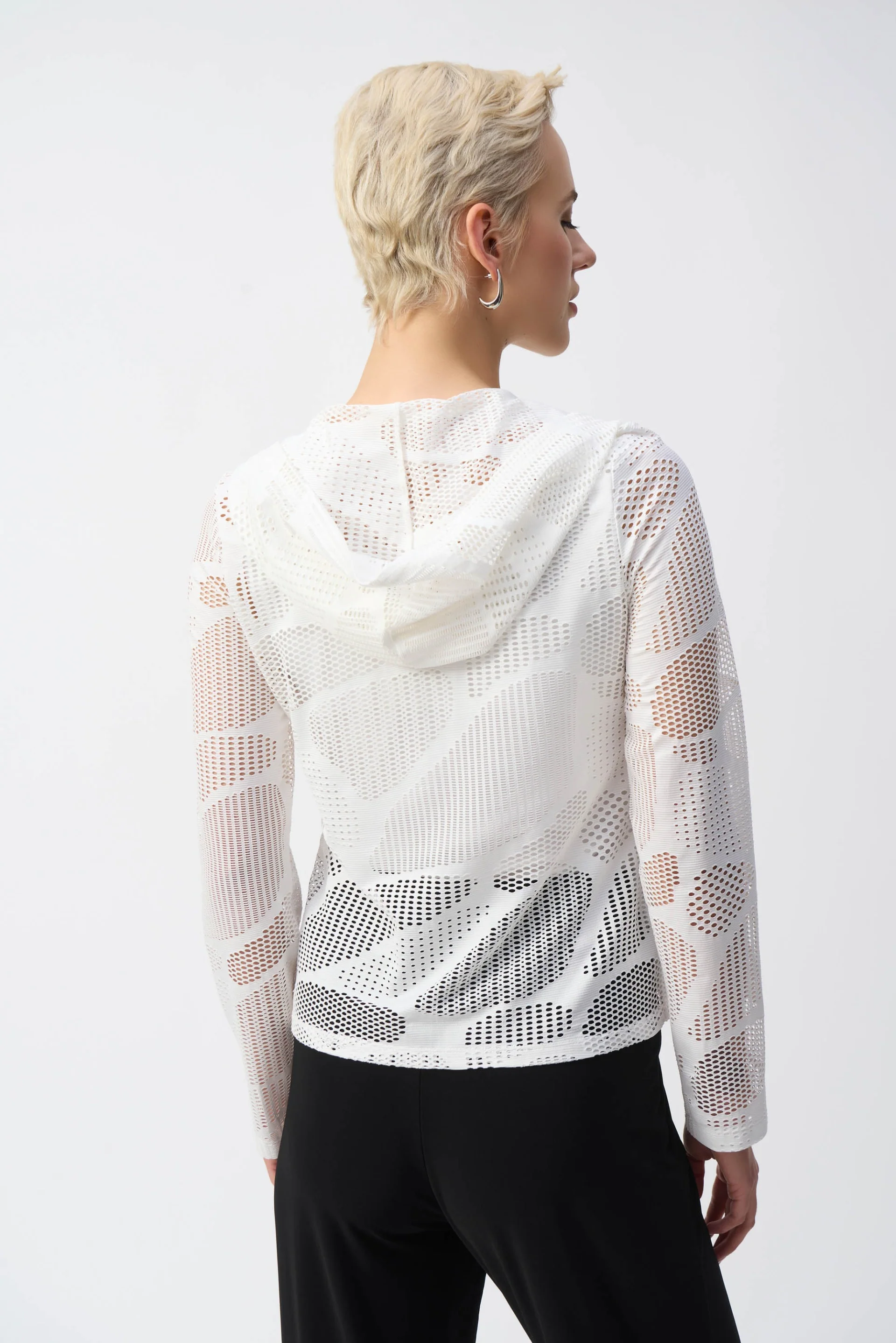 Joseph Ribkoff Off-White Novelty Knit Straight Fit Jacket Style 251215 - Image 4