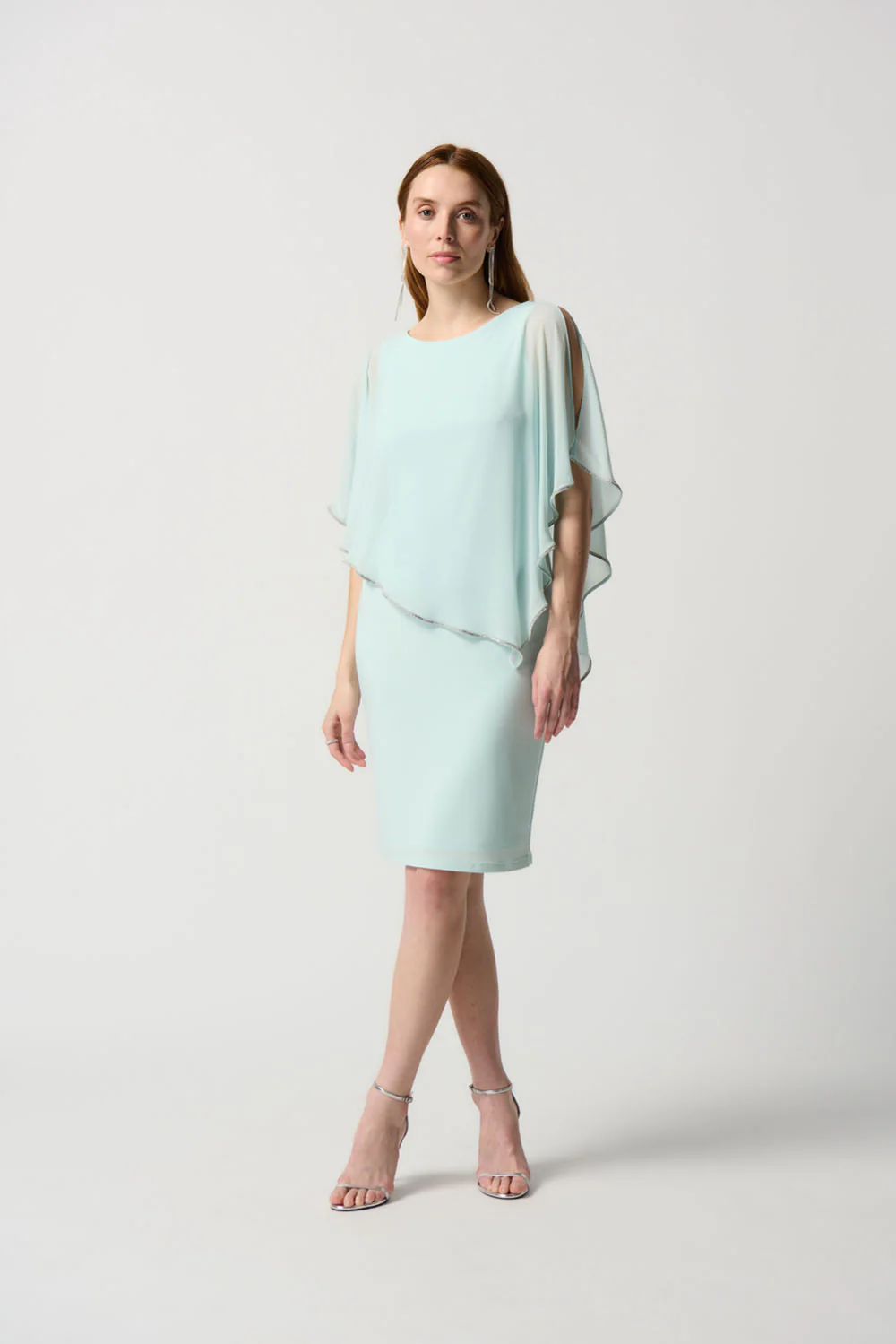 Joseph Ribkoff Opal Chiffon And Silky Knit Sheath Dress Style 223762
