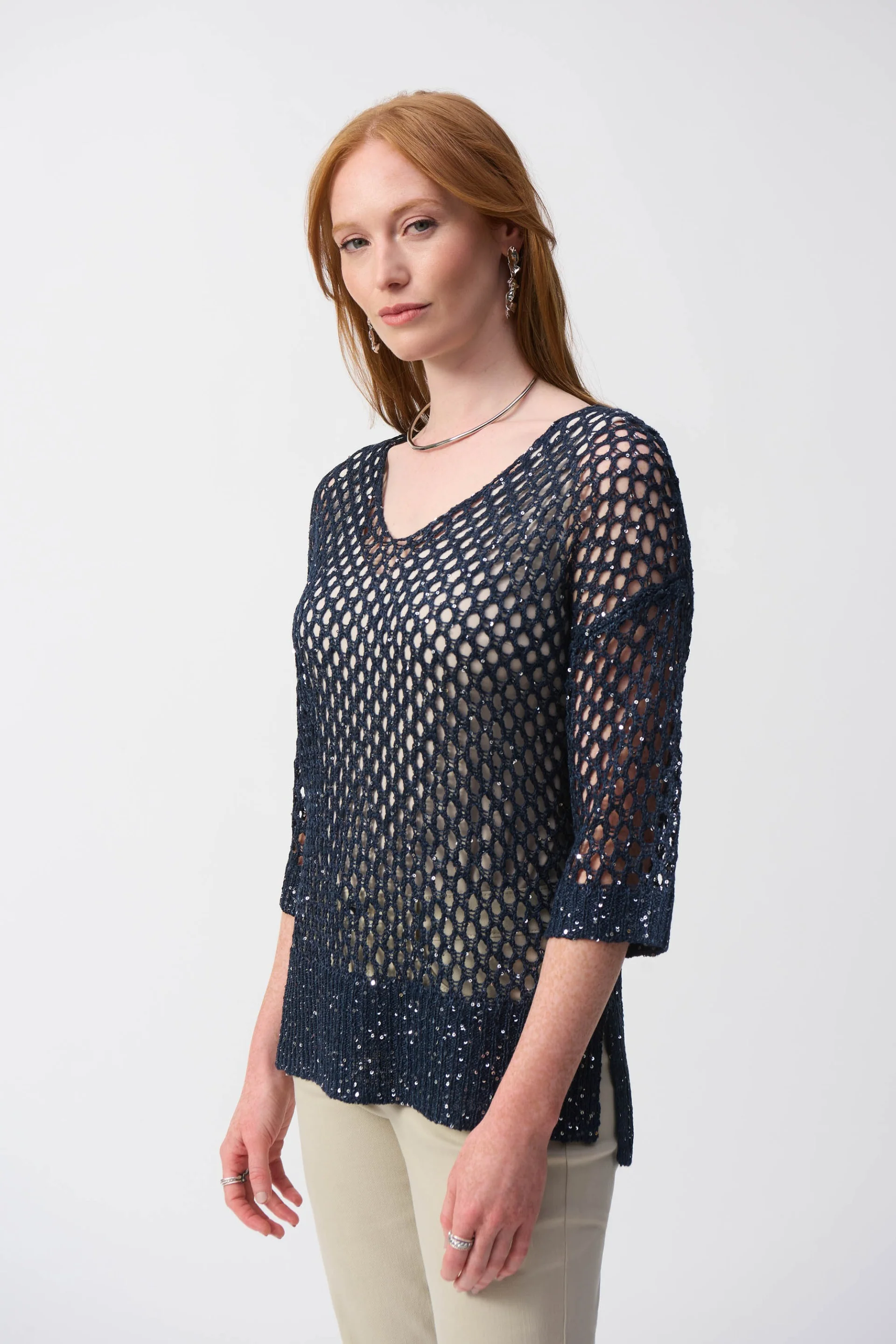 Joseph Ribkoff Open Stitch Sweater with Sequins Style 241922 - Image 19