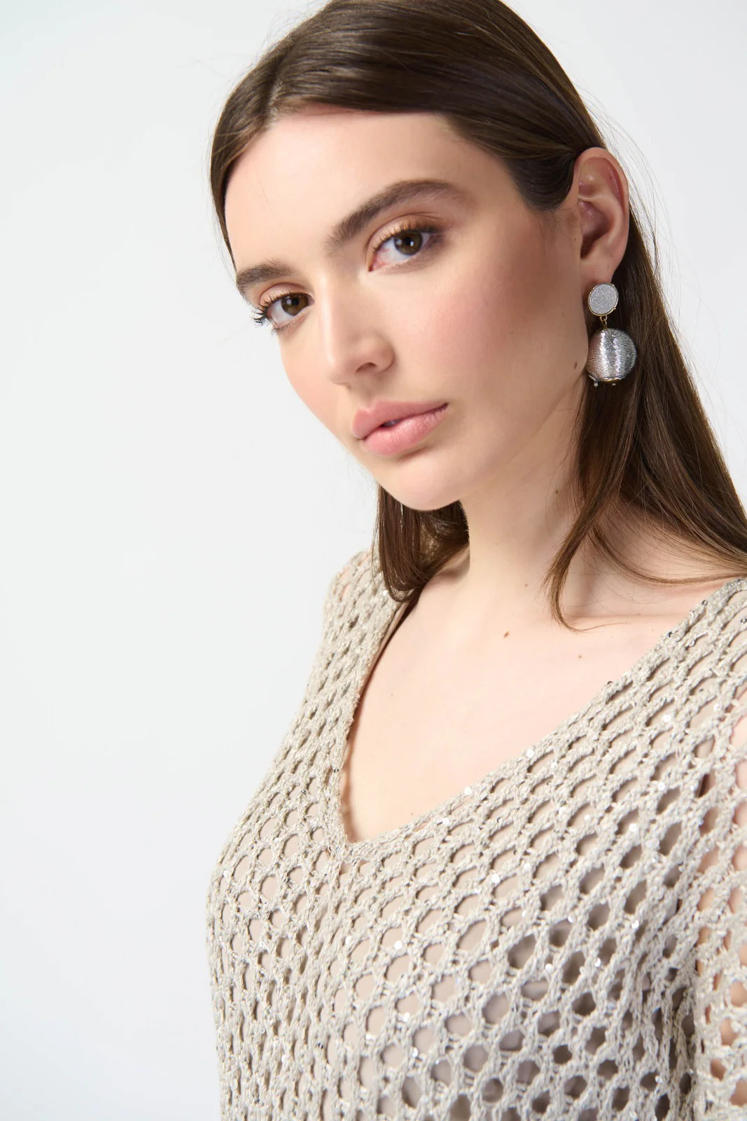 Joseph Ribkoff Open Stitch Sweater with Sequins Style 241922 - Image 5