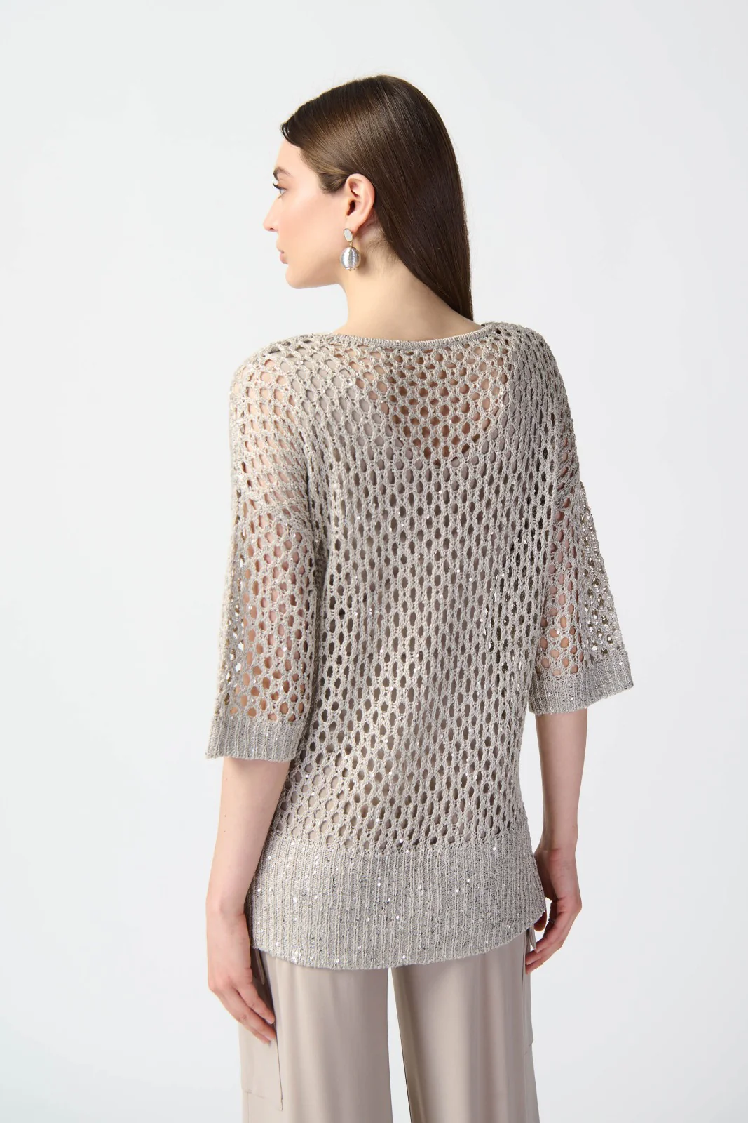 Joseph Ribkoff Open Stitch Sweater with Sequins Style 241922 - Image 6