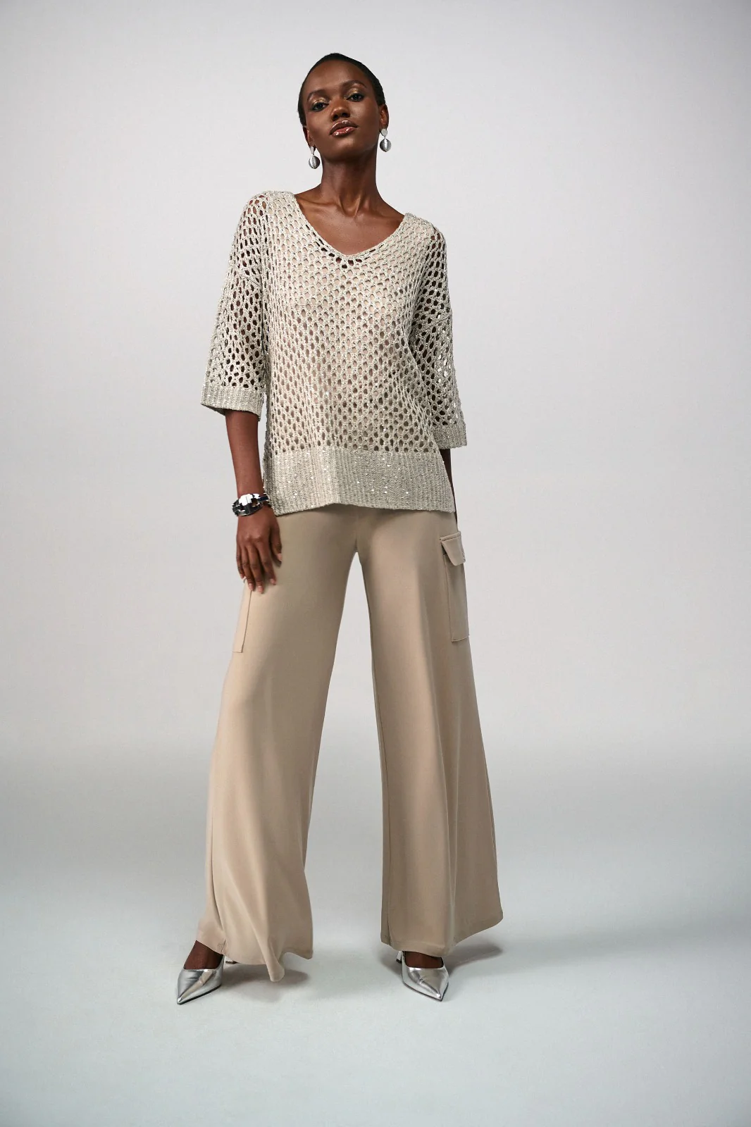 Joseph Ribkoff Open Stitch Sweater with Sequins Style 241922 - Image 9