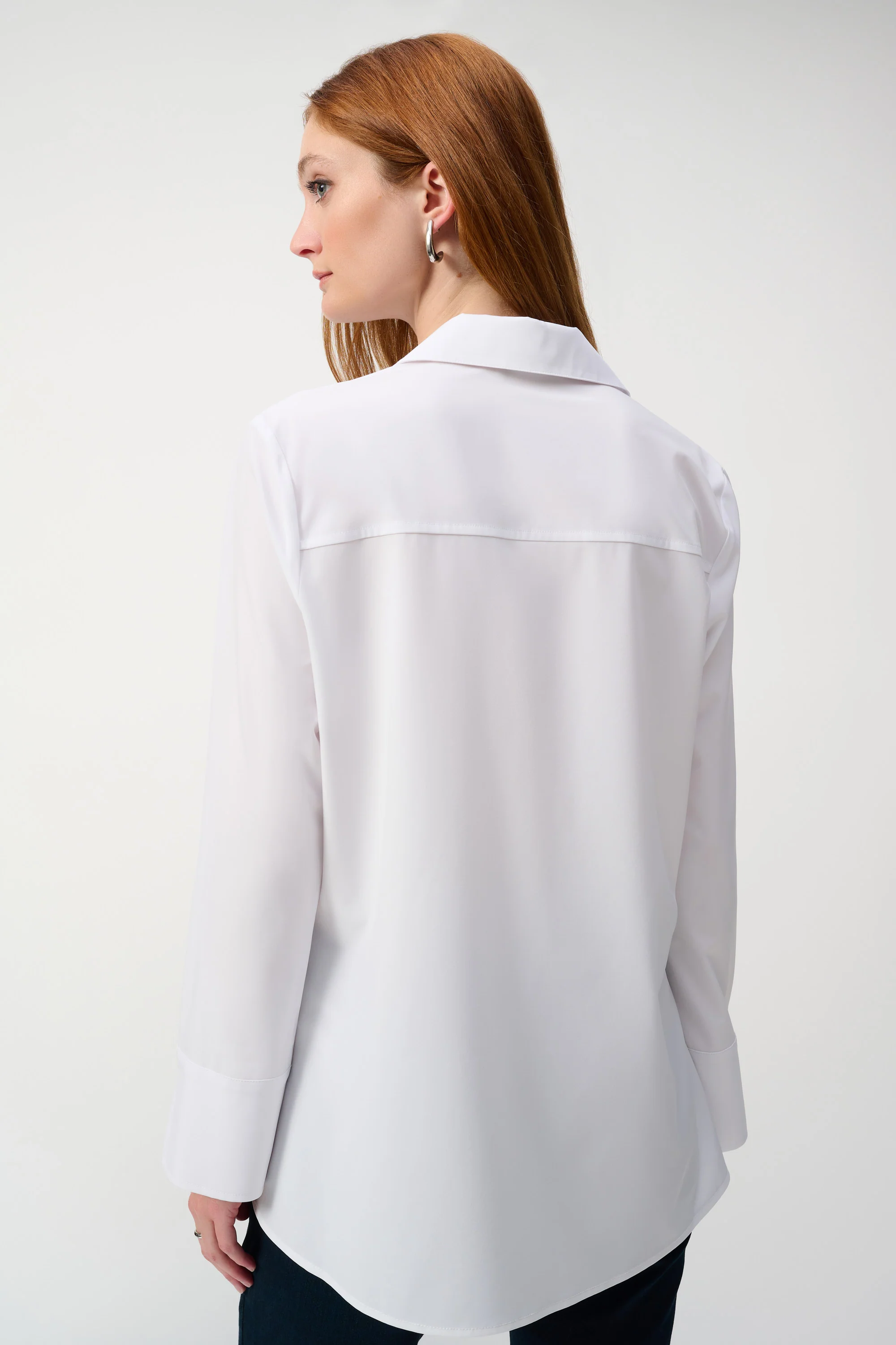 Joseph Ribkoff Optic White Button-Down Blouse With Pockets Style 243958 - Image 3