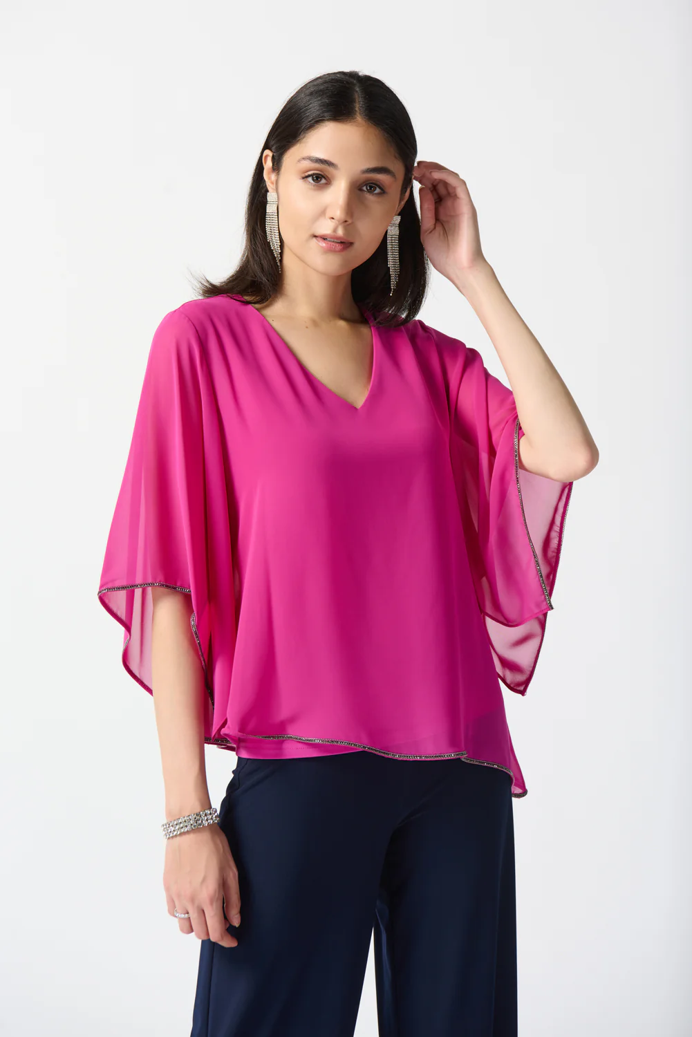 Joseph Ribkoff Opulence Chiffon V-Neck Top Style 233781
