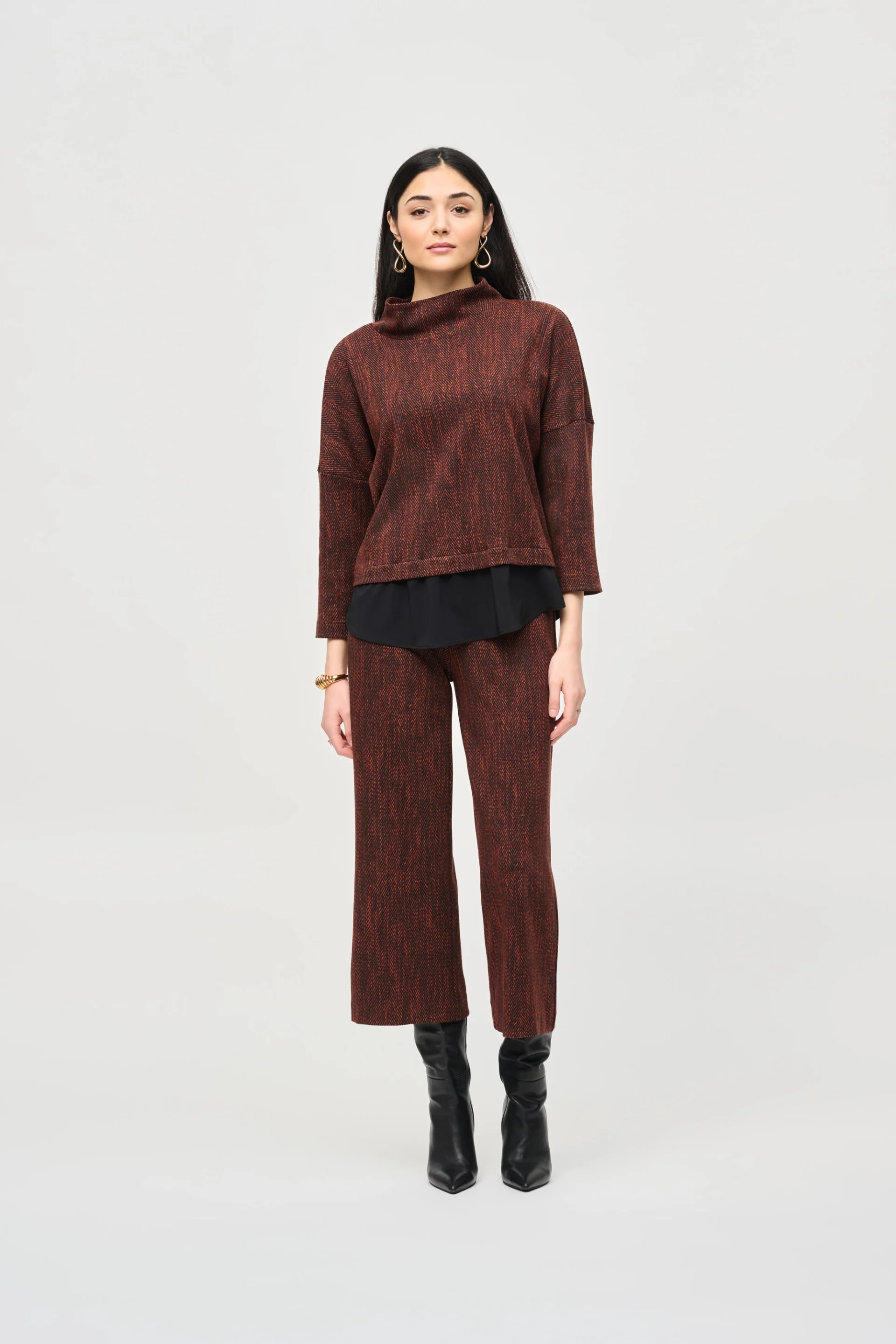 Joseph Ribkoff Orange/Black Layered Boxy Top Style 243315 - Image 6