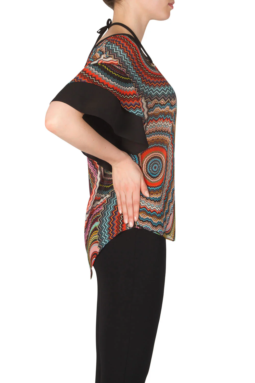 Joseph Ribkoff Orange/Multi/Black Top Style 183704 - Image 2
