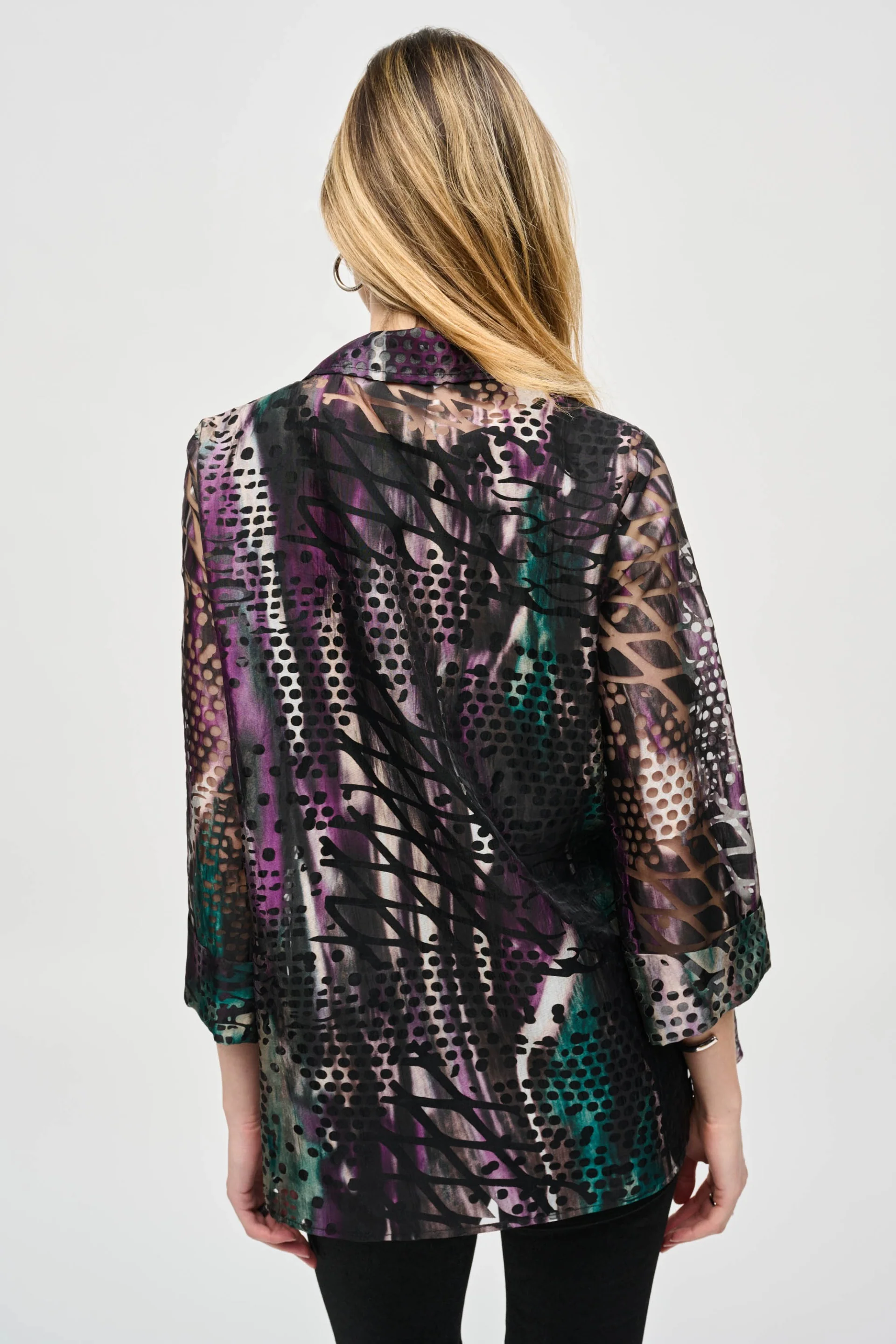 Joseph Ribkoff Organza Abstract Print Jacket Style 243170 - Image 3